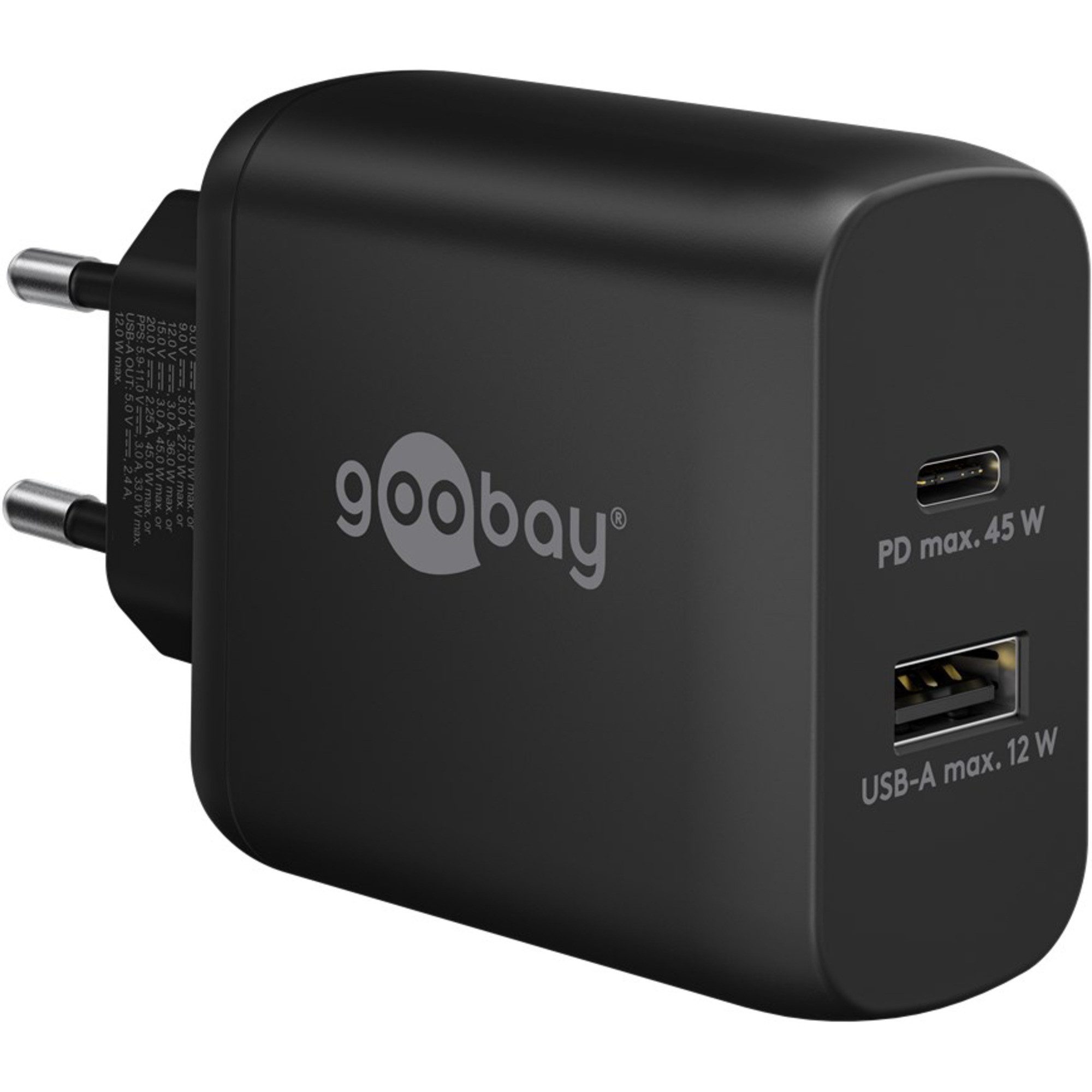 Goobay goobay USB-C PD Dual-Schnellladegerät 45 Watt, Netzteil