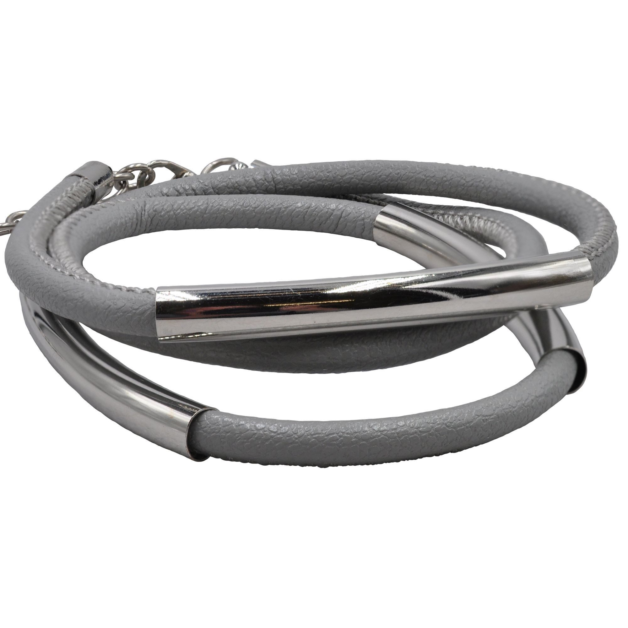 Steuer Armband Kunstleder grau Karabiner
