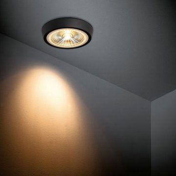Licht-Trend LED Deckenstrahler LED Aufbauspot Santa Flat IP65 Schwarz, Warmweiß