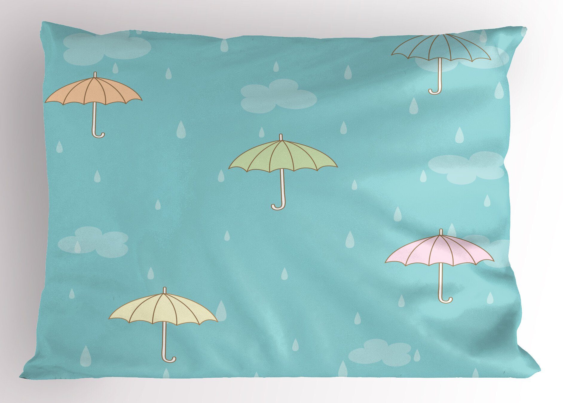 Kissenbezüge Dekorativer Standard King Size Gedruckter Kissenbezug, Abakuhaus (1 Stück), Herbst Rainy Day Fliegen Regenschirme