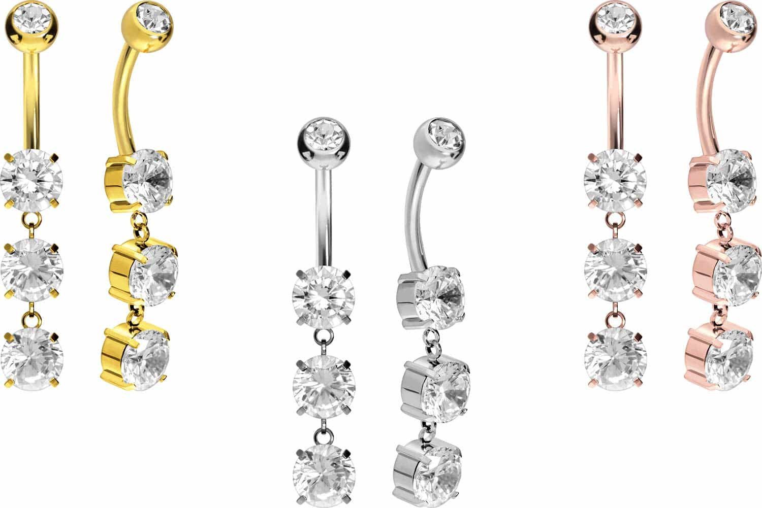 PIERCINGLINE Bauchnabelpiercing Titan Bananabell mit Innengewinde 3 KRISTAL günstig online kaufen