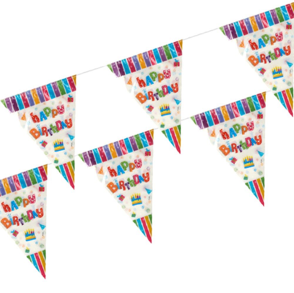 PAPSTAR Girlande Wimpelkette, Folie 4 m "Happy Birthday" wetterfest