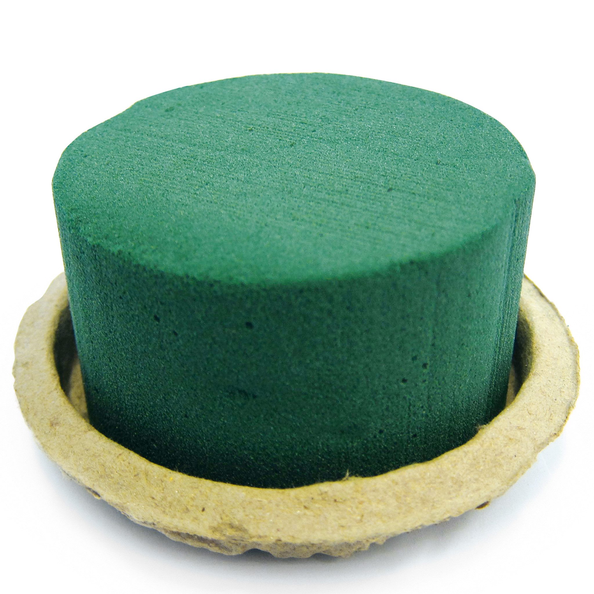 Creativery Bastelmoos, Nass Steckschaum Rund 8x5cm mit Eco Unterlage Natur Braun 2er Set