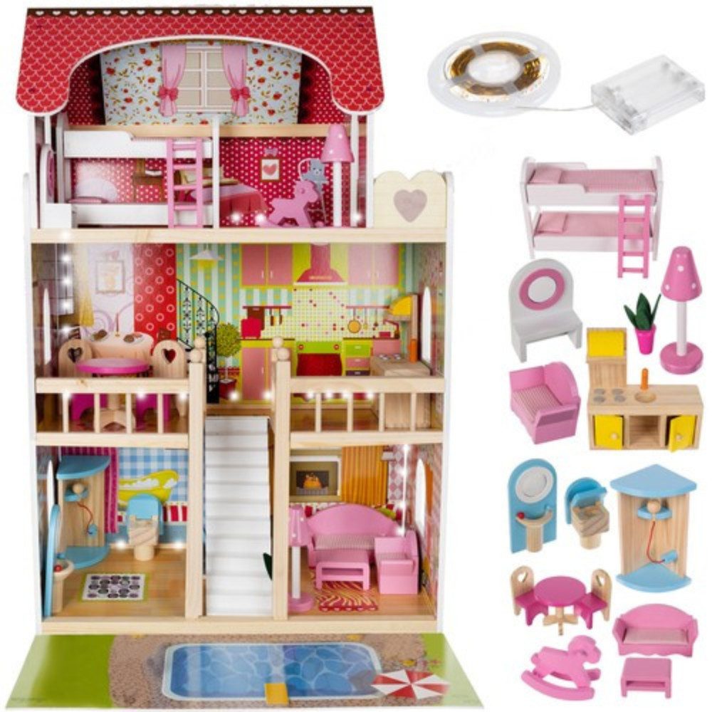 ISO TRADE Puppenhaus Holzhaus Puppen Kinderspielzeug, günstig online kaufen