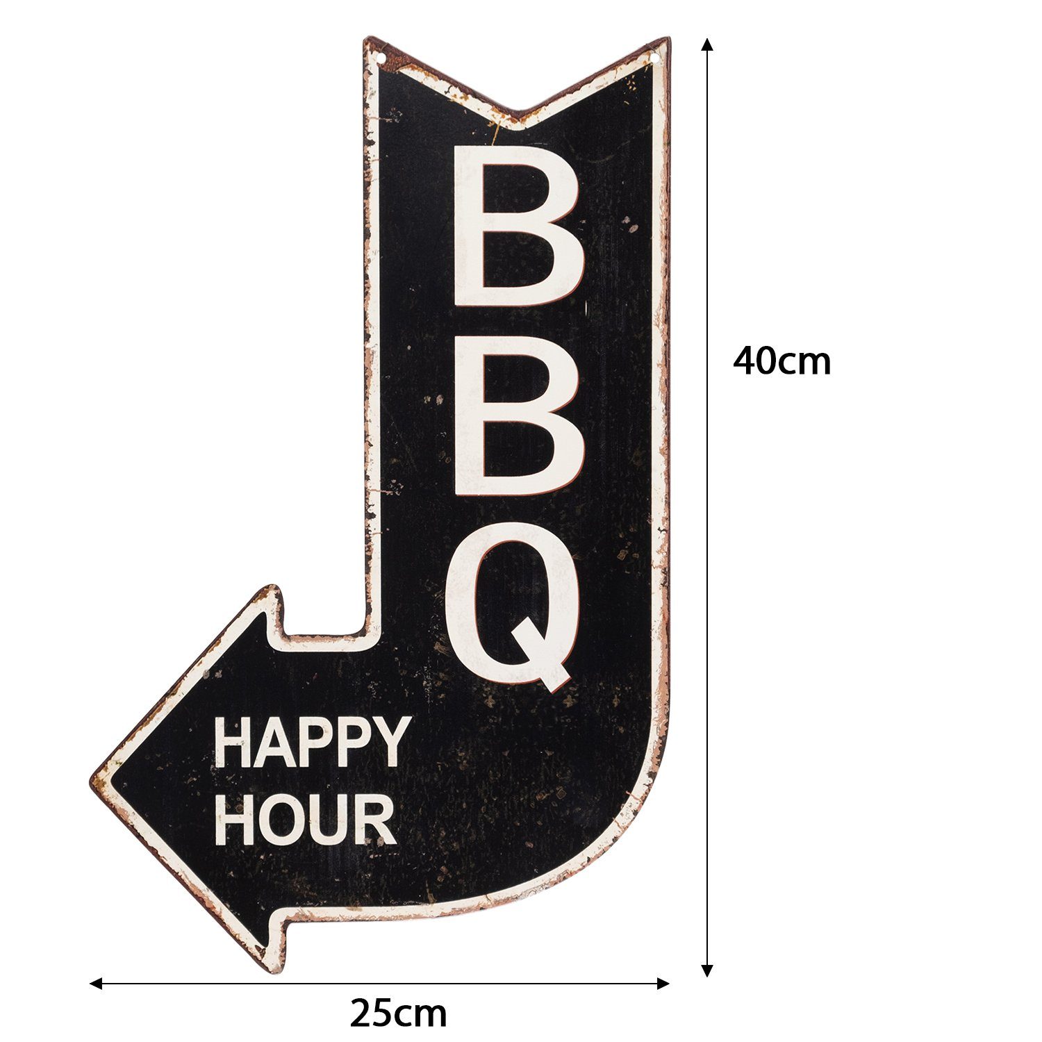 Moritz Metallschild Blechschild Schild BBQ Happy Hour schwarz, (Einzeln), 20 x 25cm Vintage Retro Deko Schild Metallschild Wandbild Schild