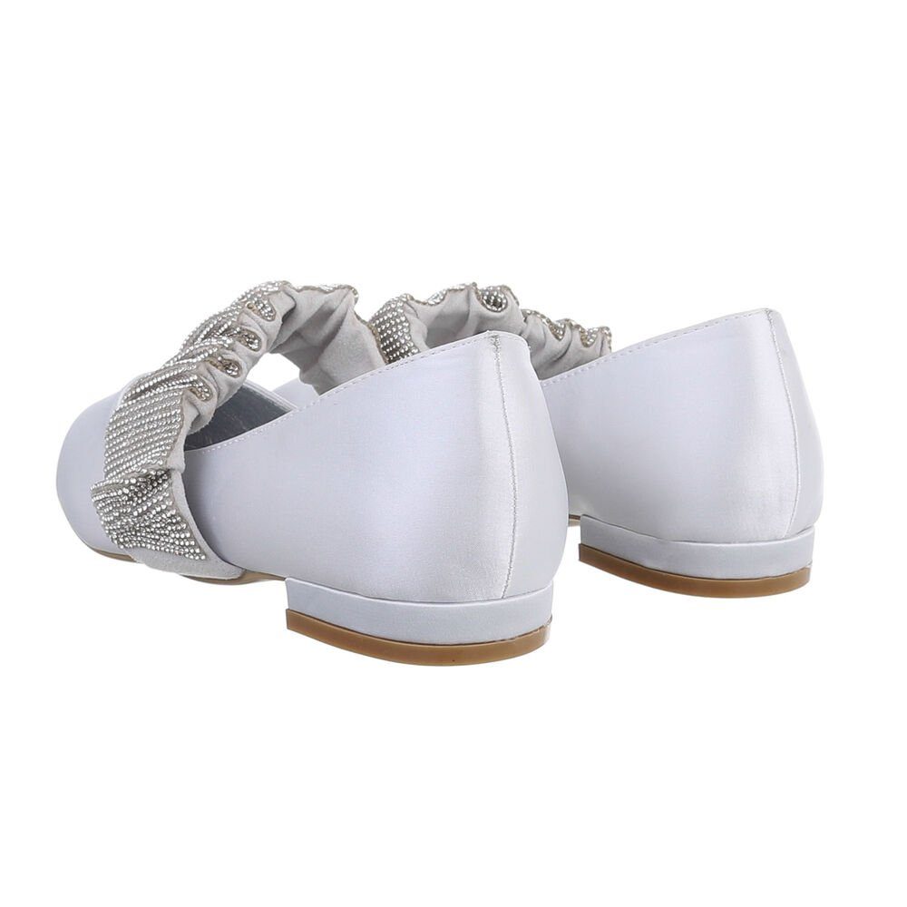 Ital-Design Damen Schlupfschuhe Party & Clubwear Ballerina Blockabsatz Klassische Ballerinas in Silber