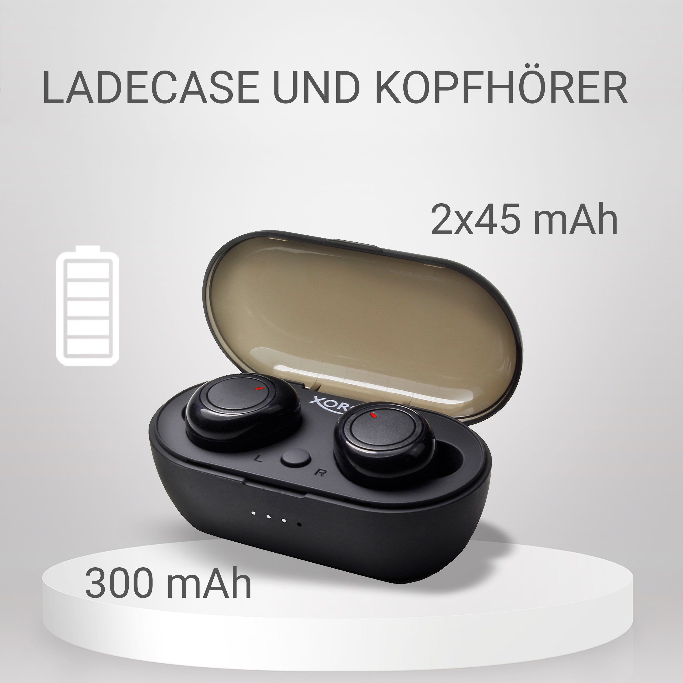 Xoro KHB 25 Kabelloser In-Ear-Kopfhörer integr. Akku separate Ladebox In-Ear-Kopfhörer (0, HFP, HSP, A2DP, Nutzung im Einzel- oder Zwei-Kanal-Modus)