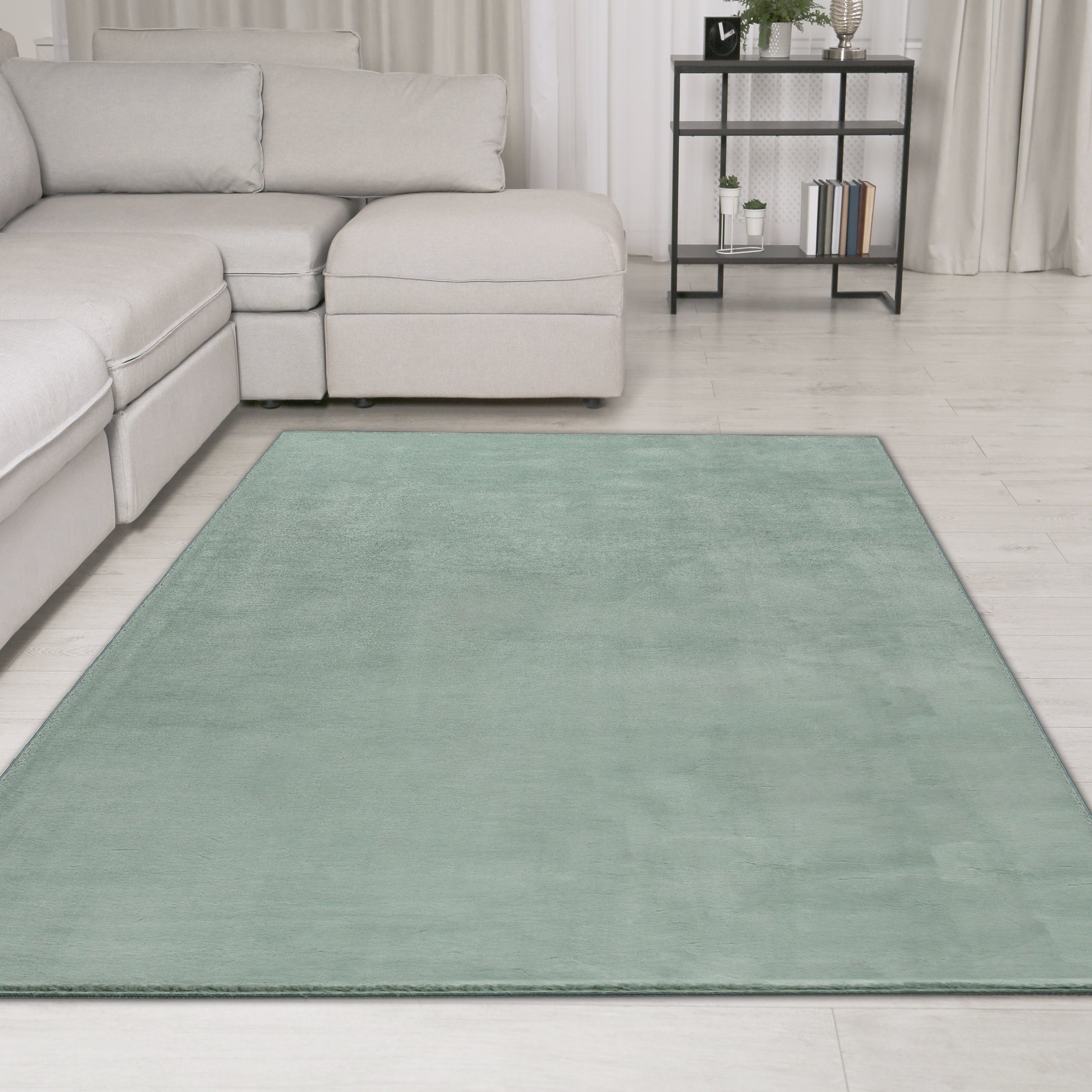 Teppich Moderner Teppich hoch und weich in schönem hellgrün, TeppichHome24, rechteckig