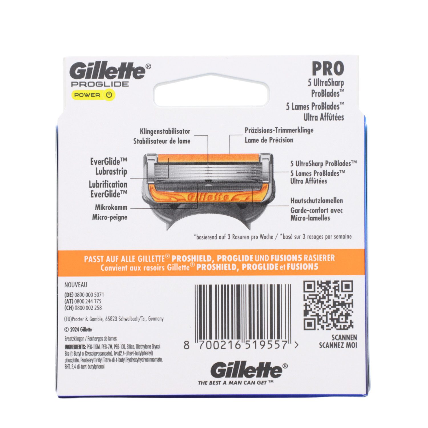 Gillette Rasierklingen Gillette Proglide Power 8 Original Ersatzklingen Rasierklingen mit Gle
