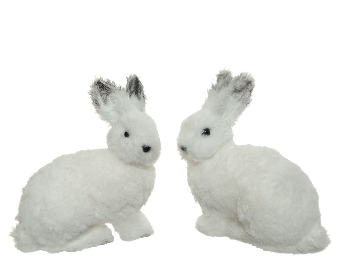 Decoris season decorations Weihnachtsfigur, Weihnachtsfiguren Hase Plüsch 20cm weiß 1 Stück sortiert