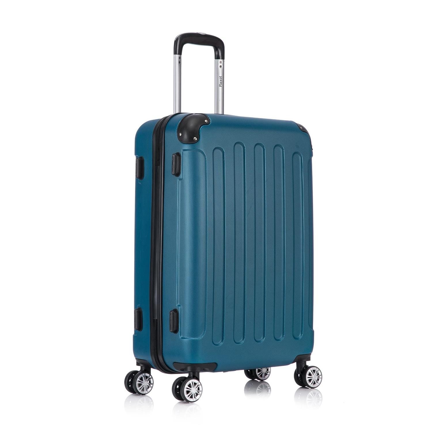Flexot Hartschalen-Trolley F-2045 Kofferset, 360° Rollen, robuster Reisekoffer, Bordcase, 4 Rollen, Robuster und moderner Koffer mit vier 360° Rollen und Zahlenschloss