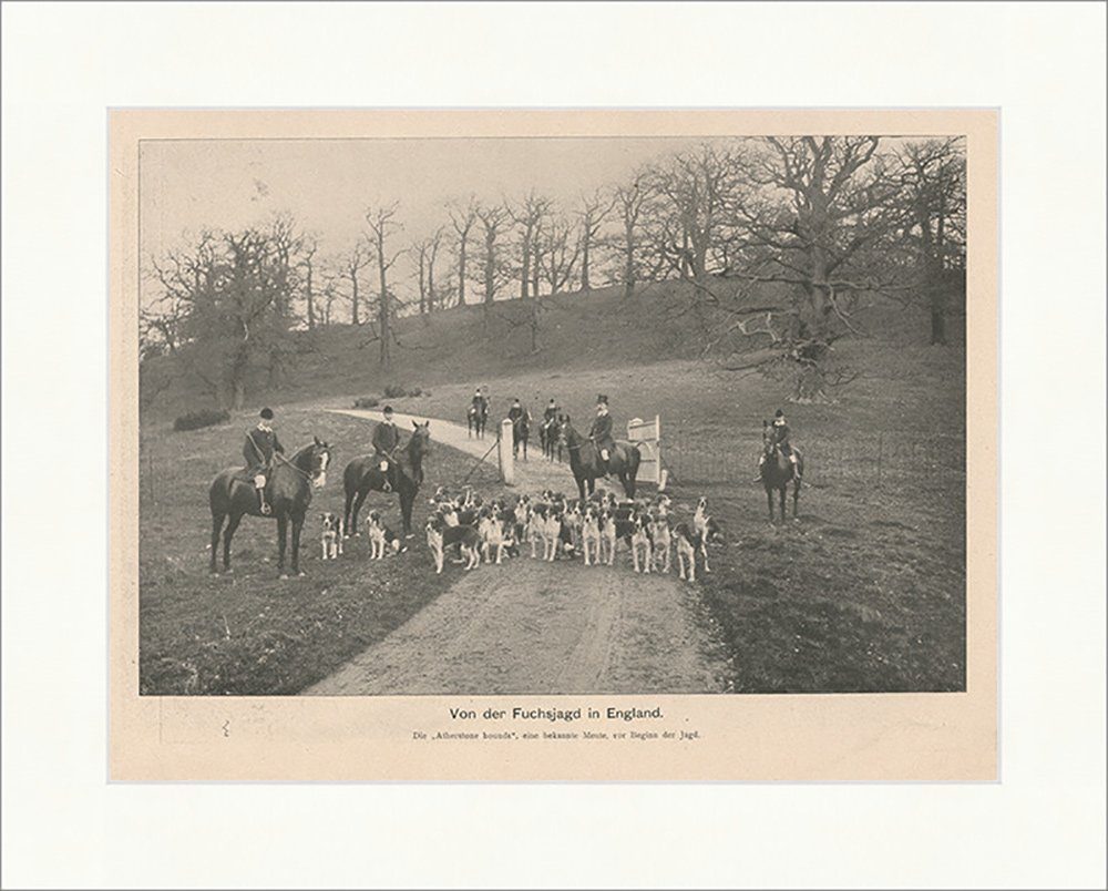 Kunstdruck Von der Fuchsjagd in England Pferde Jagdhunde Reiter Rassen F_Vintage
