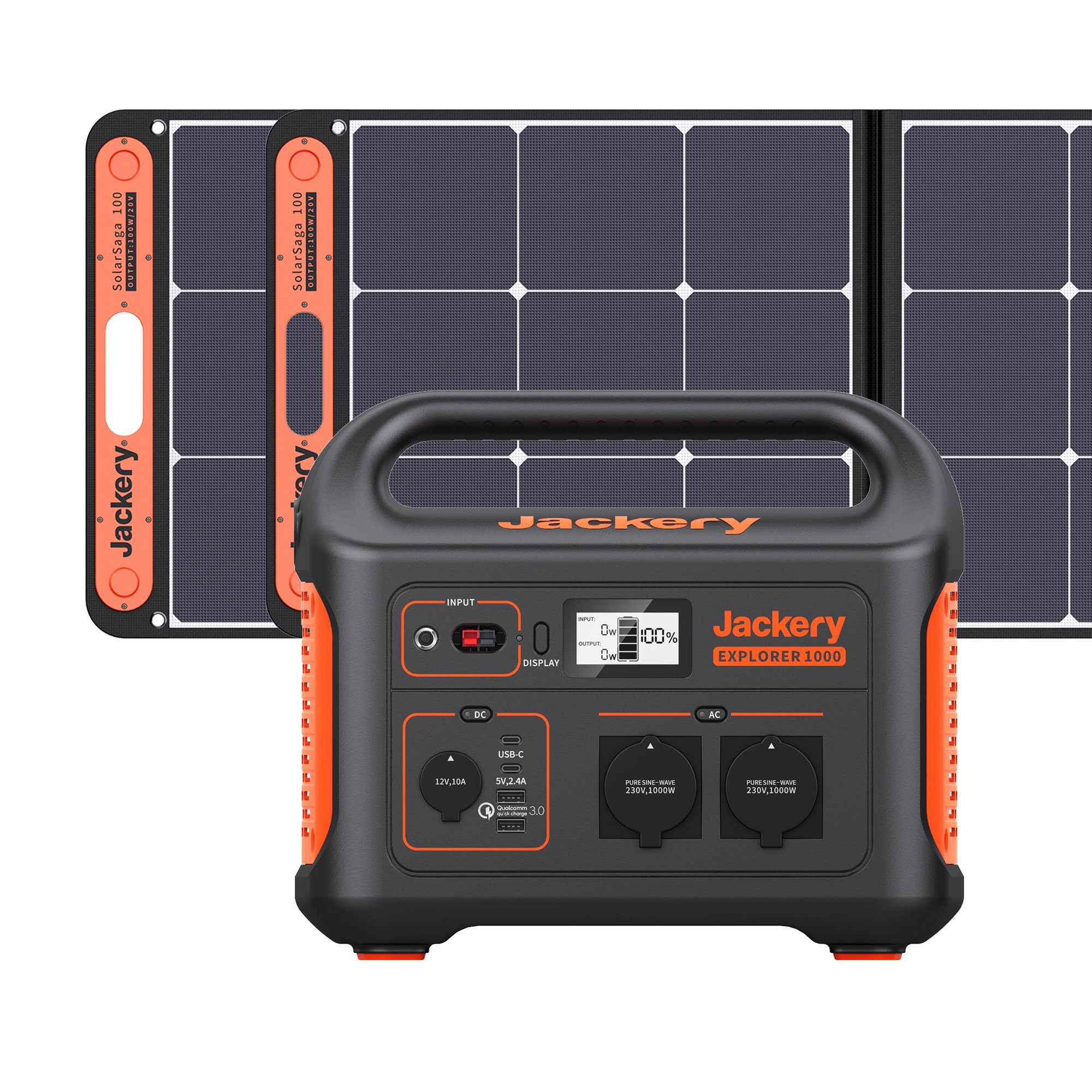 Jackery Stromgenerator Solargenerator 1000,1002WH Tragbare Powerstation mit 2*100W Solarpanel, 2,00 in kW, (2-tlg), für Camping Outdoor
