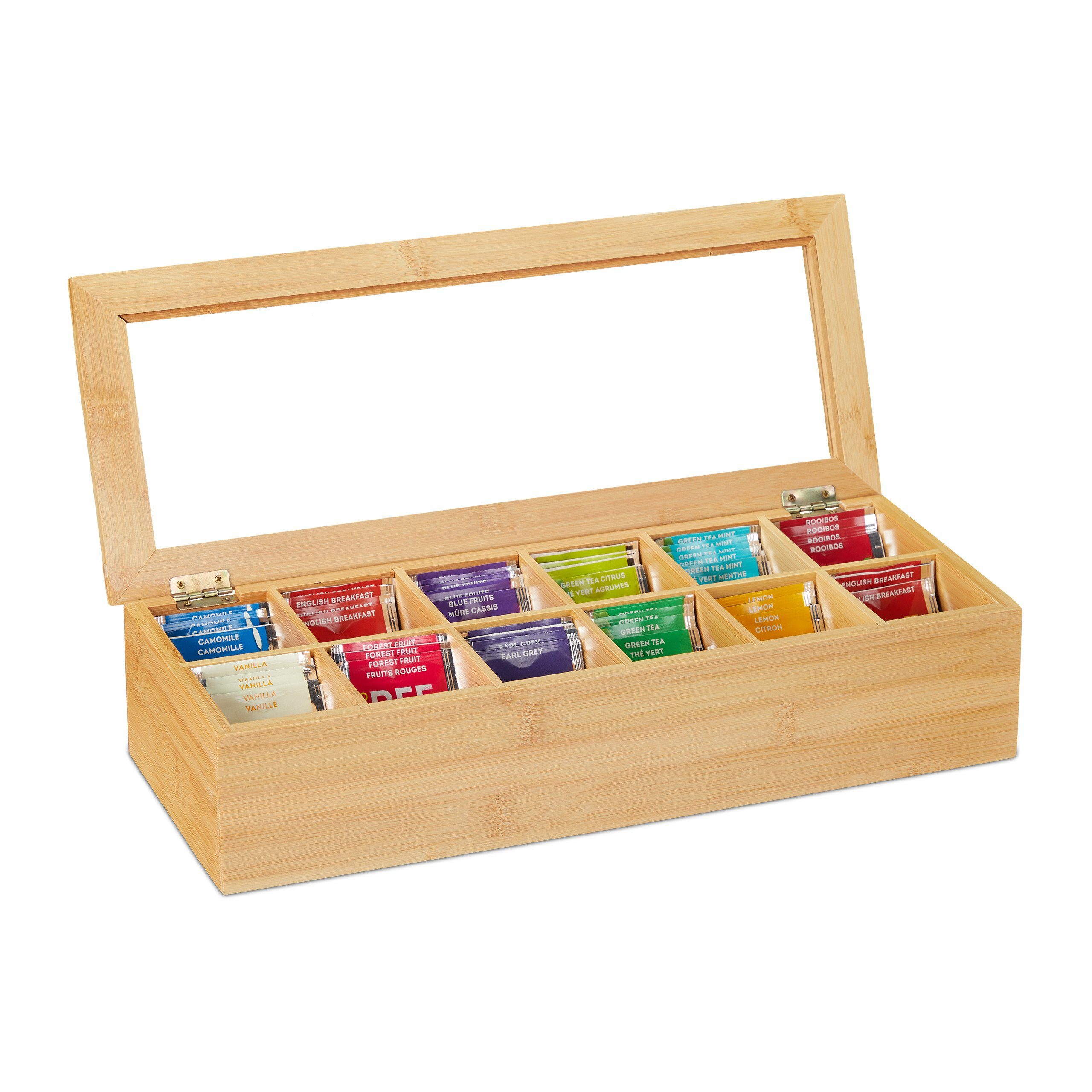 relaxdays Teebox Bambus, Bambus