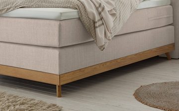 HASENA Boxspringbett Scandia, Boxspringbett, gepolstertes Kopfteil, Scandi Look, Füsse Eiche bianco