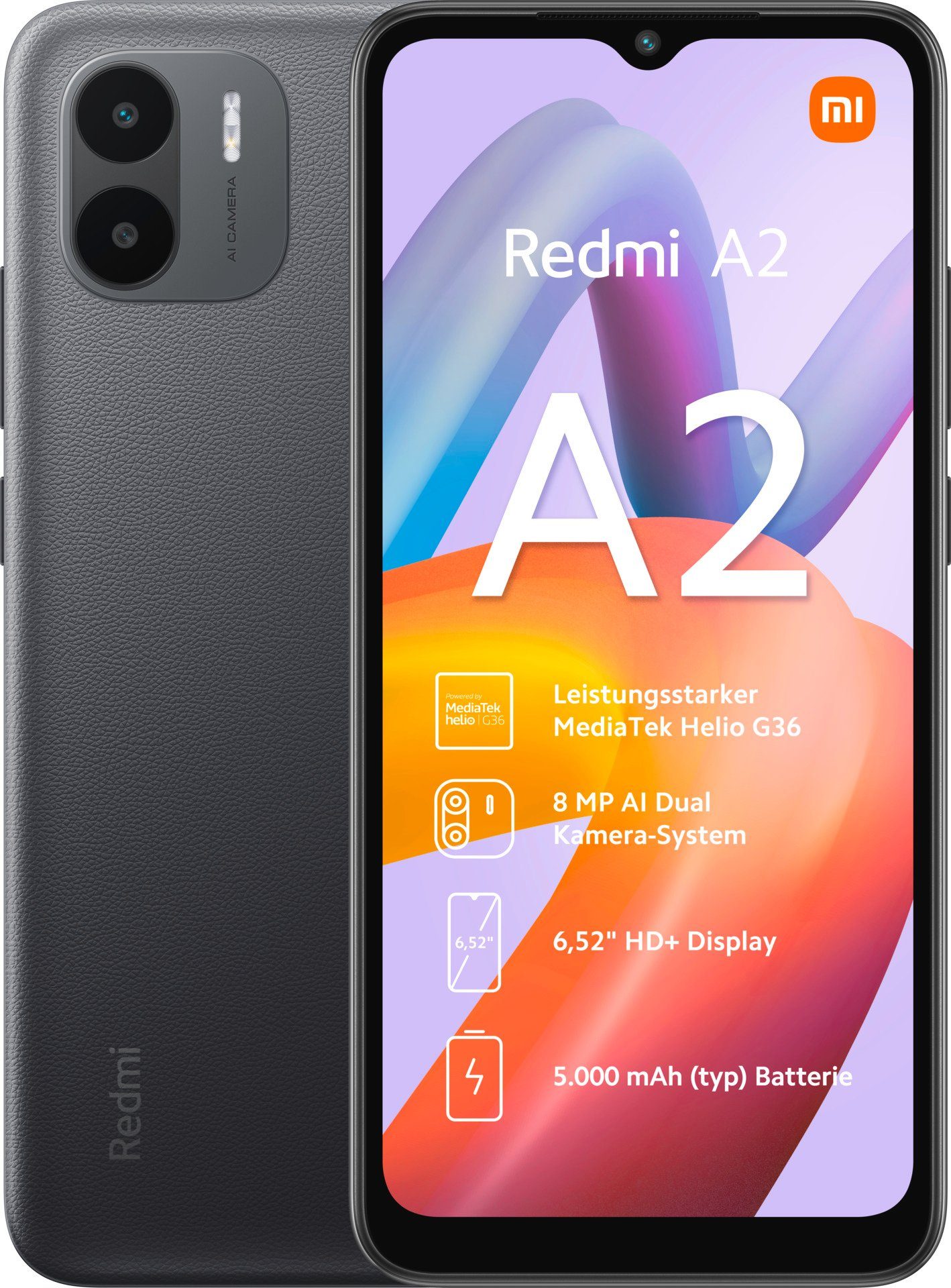 Xiaomi Redmi A2 2GB+32GB Smartphone (16,6 cm/6,52 Zoll, 32 GB Speicherplatz, 8 MP Kamera)