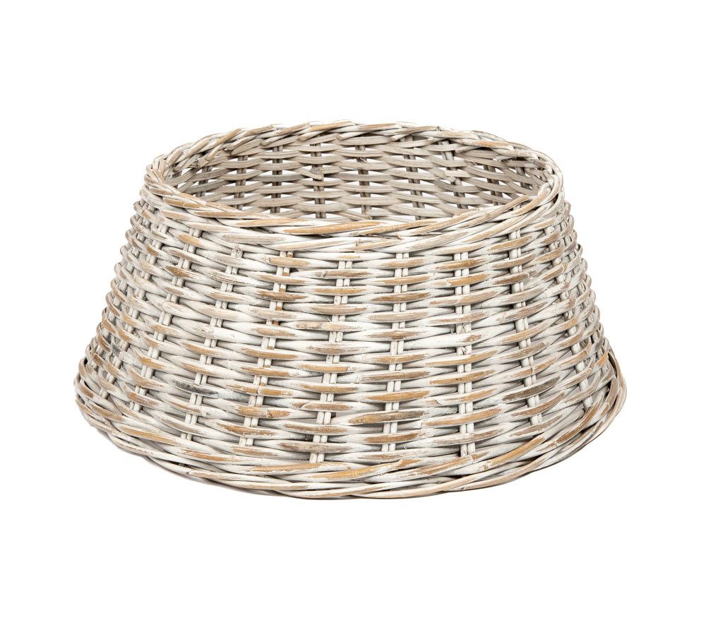WESTMANN Künstlicher Weihnachtsbaum Rock Santa-2, Christbaumabdeckung HxØ 26x65 cm, Rattan, Hellgrau