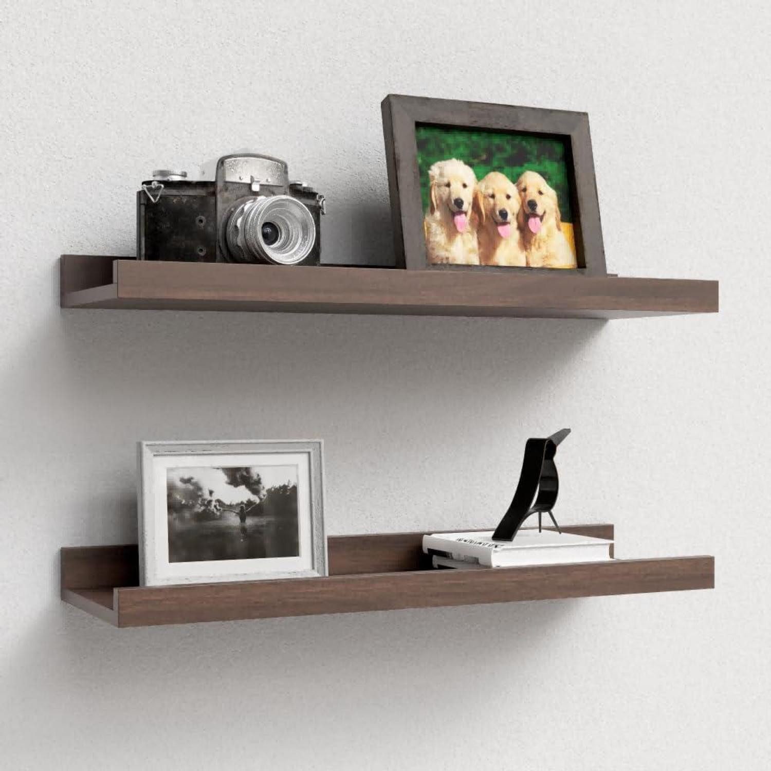 LuxusKollektion Wandregal Wandregal Walnuss 40x13 cm 2er Set, 2-tlg.