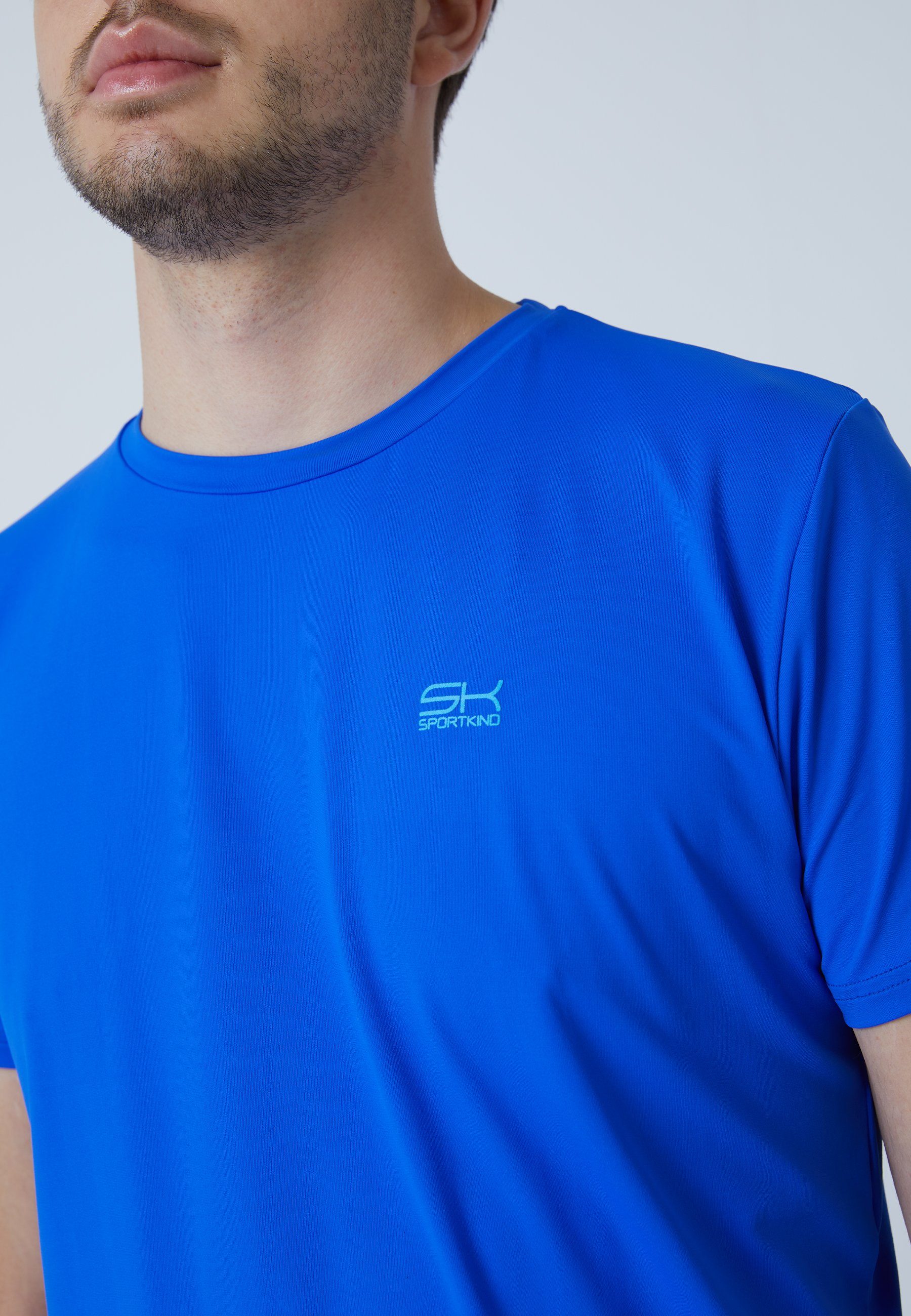 Jungen Tennis T-Shirt Herren Funktionsshirt kobaltblau & Rundhals SPORTKIND