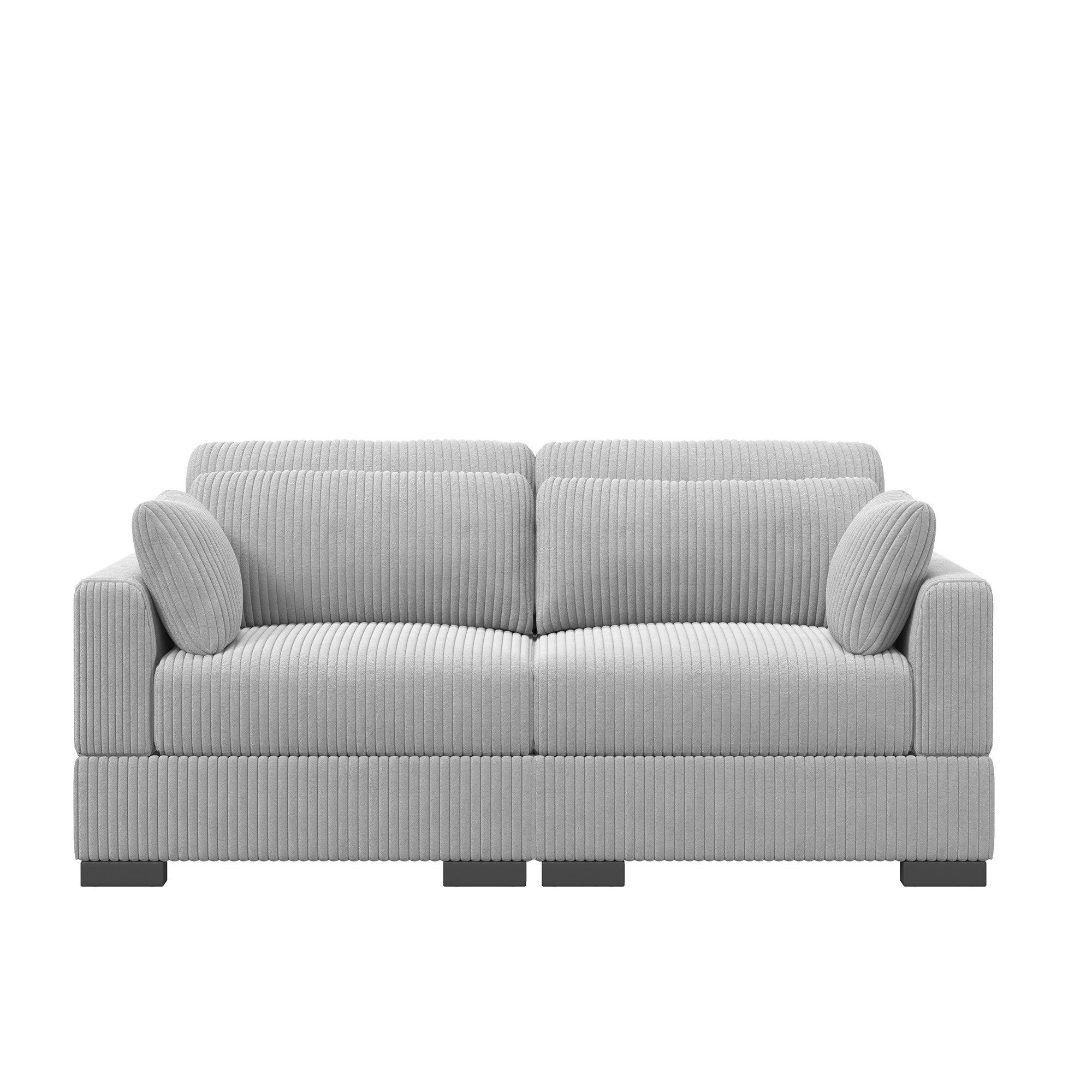 FUROKOY 2-Sitzer Polstersessel Sofa Ecksofa Polstersofa Cord mit Kissen und Armlehnen, Set 1 Teile, Schlafsofa,Couch,70,8 x 34,6 x 33,5 Zoll, Grau