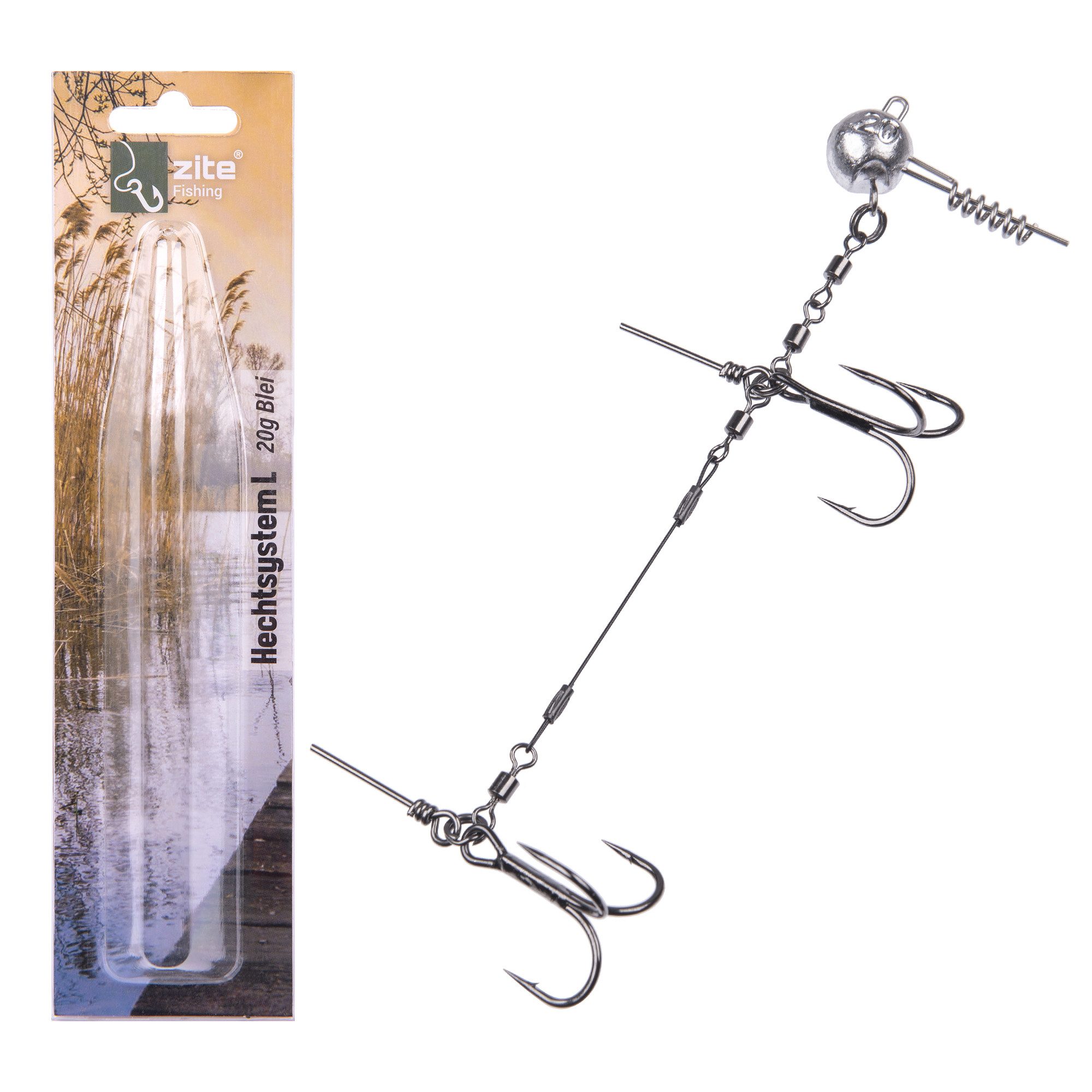Drillingshaken Hechtsystem L 13cm 5-20g Blei Gummifisch 21-26cm Fertigmontage Angeln