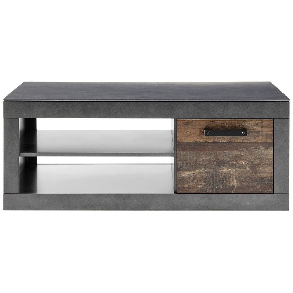 Lomadox Couchtisch BERLIN-61, Old Mix Dekor mit Matera grau 110/43/63 cm