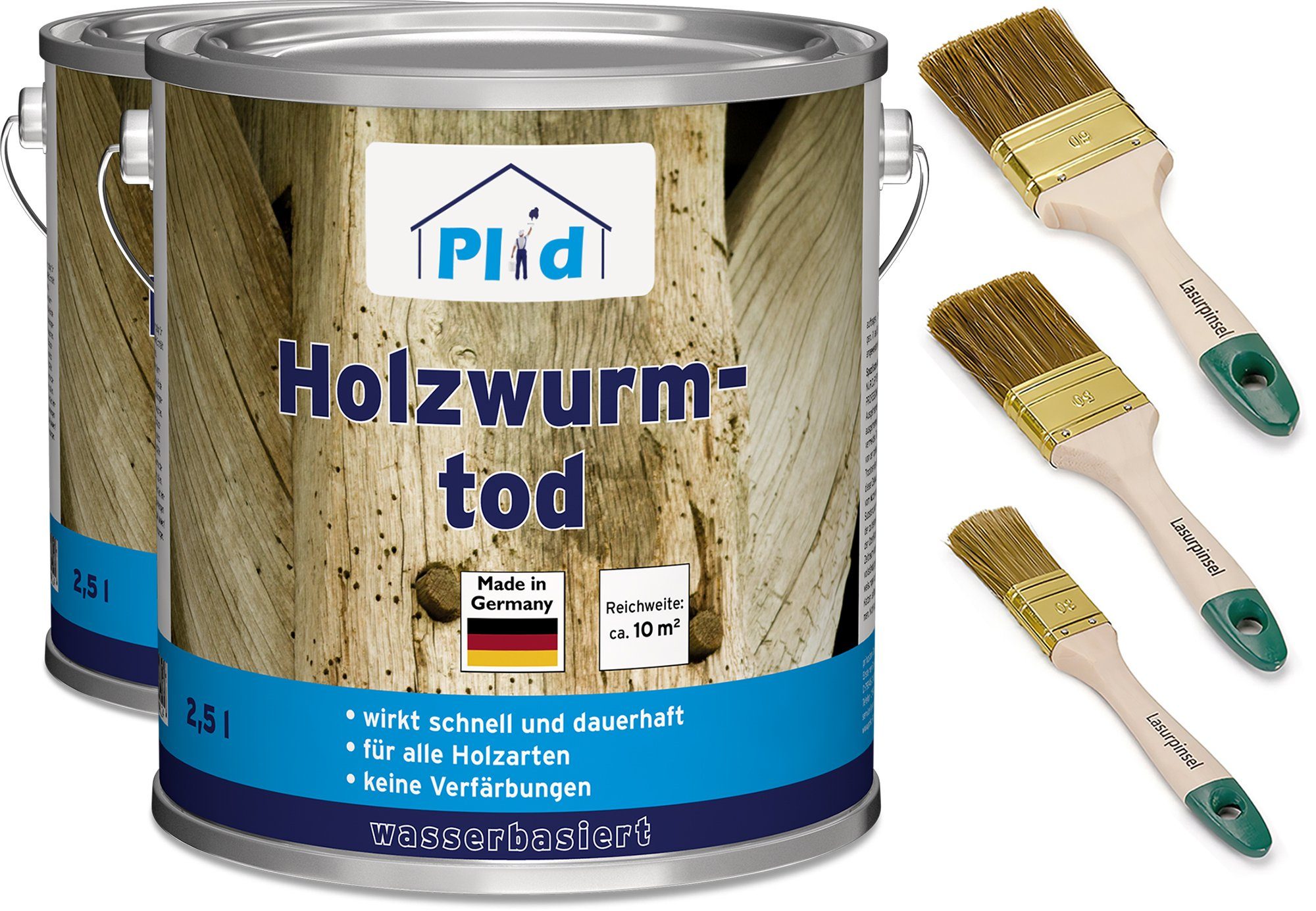 plid Holzwurm-Ex Premium Holzwurmtod Holzwurm-Ex Holzschutz Holzwurm Pinsel, Schnelltrocknend