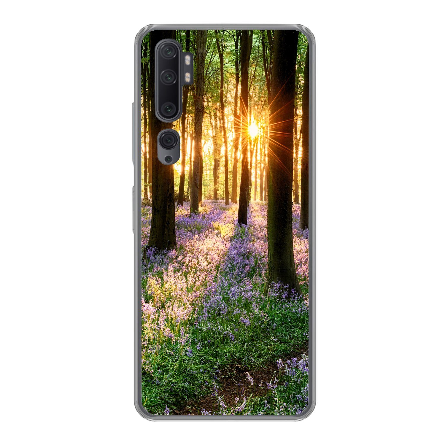 MuchoWow Handyhülle für Xiaomi Mi Note 10 Wald - Blumen - Lavendel - Sonne - Lila - Natur