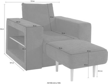 LOOKS by Wolfgang Joop Sessel Looksvb, Verwandlungssessel: aus Sessel wird Sessel mit 1 Hocker, Regalfunktion