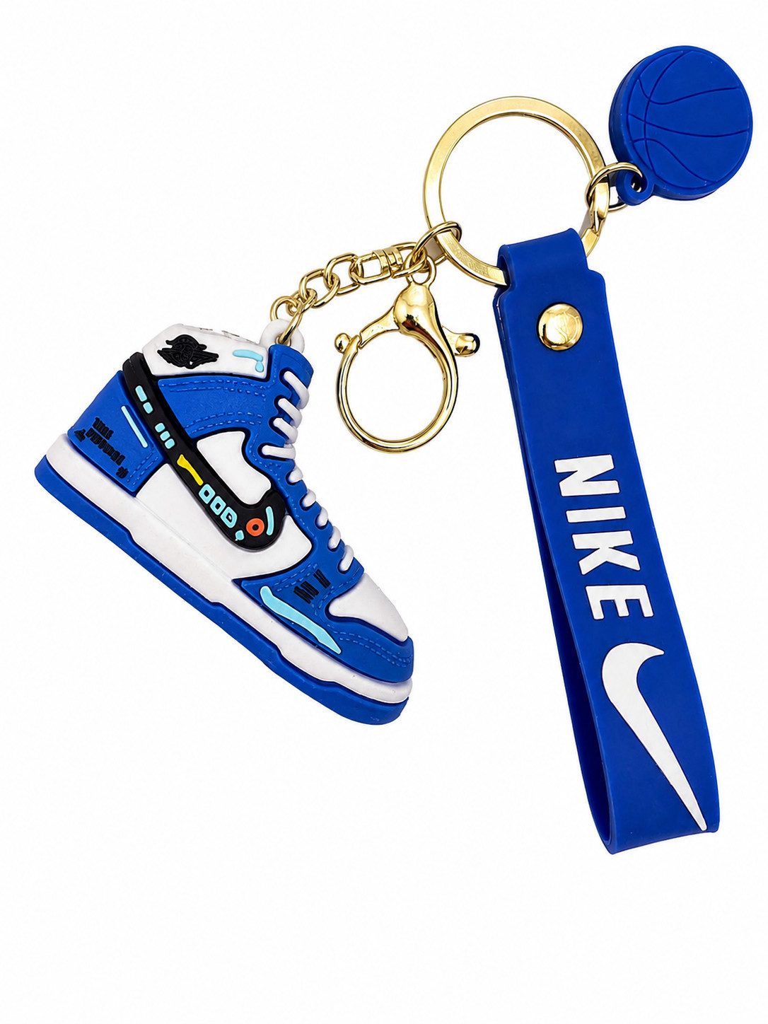 soma Schlüsselanhänger Sneaker-Rucksackanhänger Bag 6cm Basketball & Karabiner blau weiß (Set, 1-tlg., Geschenk-Set), Sportlicher Sneaker-Anhänger mit Basketball und Karabiner