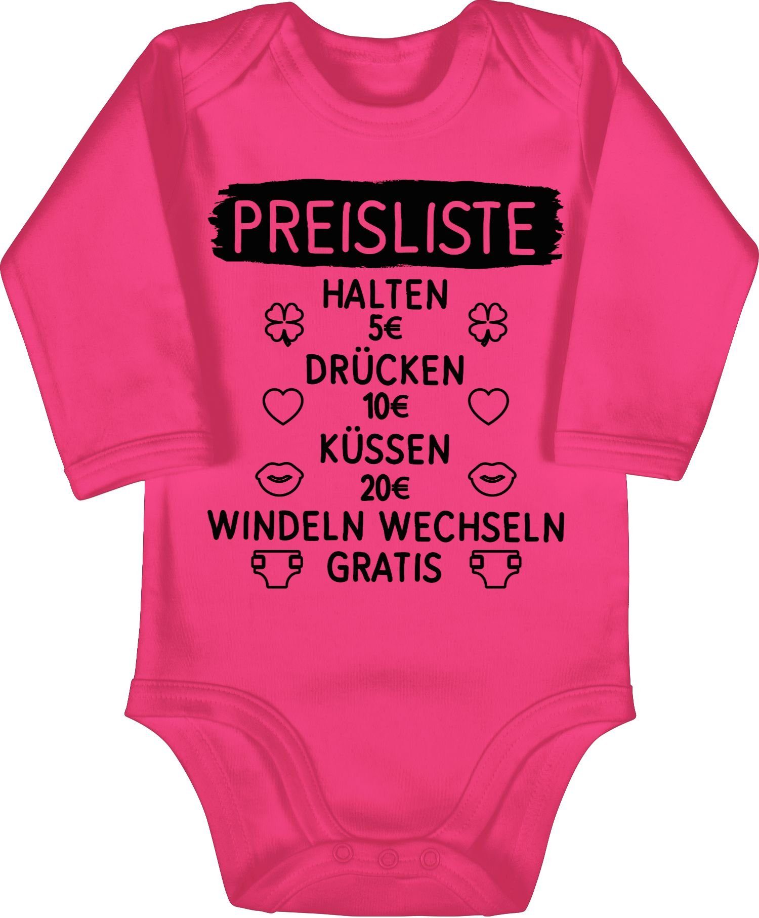 Shirtracer Shirtbody »Preisliste mit Symbolen schwarz Statement