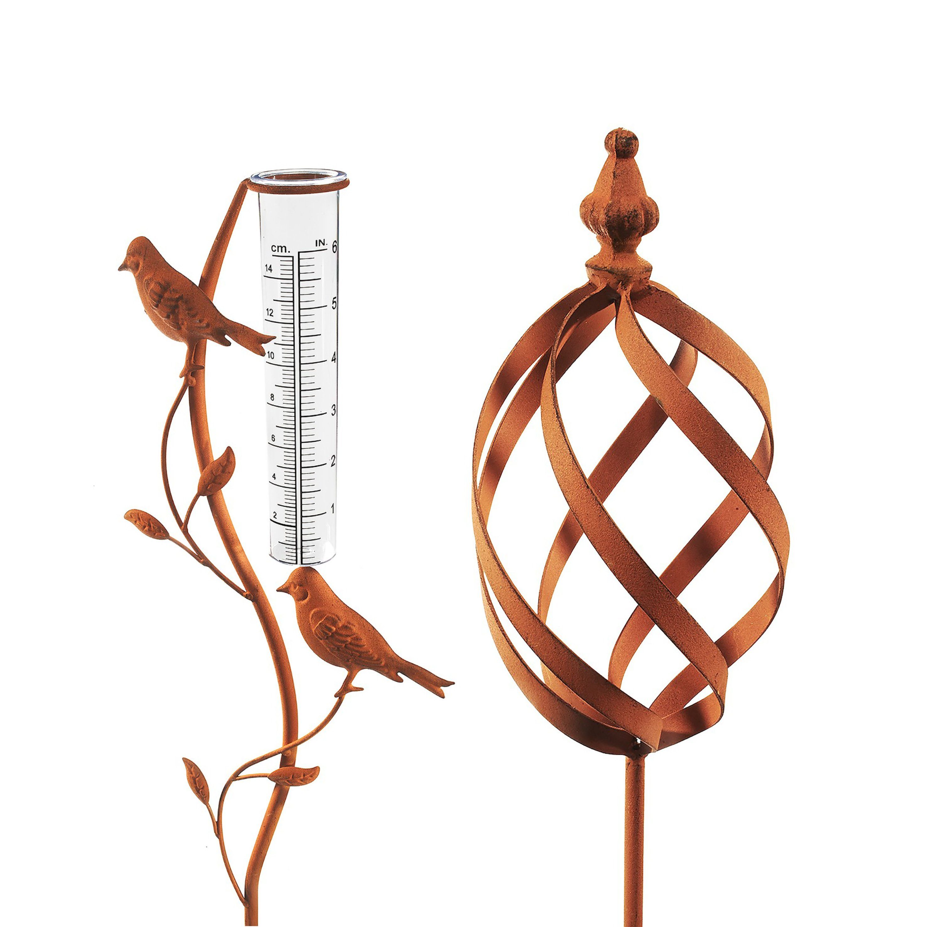 Kobolo Gartenstecker Dekostecker 2er Set RUSTY mit Niederschlagsmesser (2er Set)