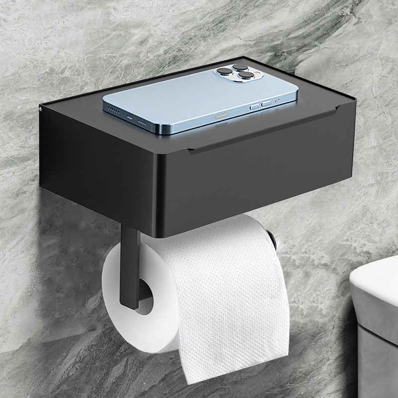 CALIYO Toilettenpapierhalter Toilettenpapierhalter ohne Bohren, Klopapierhalter mit Feuchttücherbox, WC Rollenhalter Edelstahl, großzügiger Stauraum, für das moderne Bad