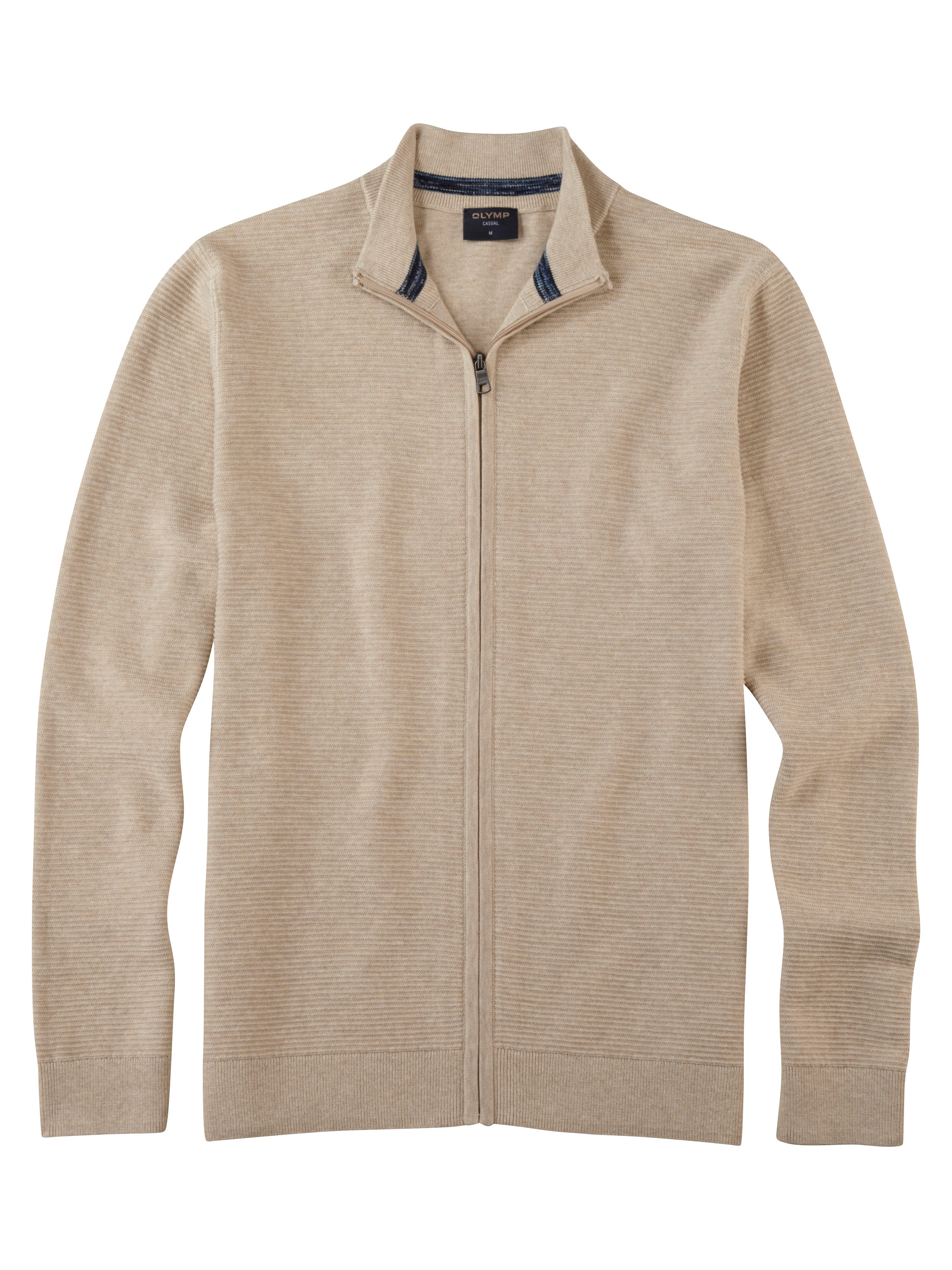 OLYMP Strickjacke Olymp Strickjacke mit Reißverschluß - hellbeige (1-tlg)