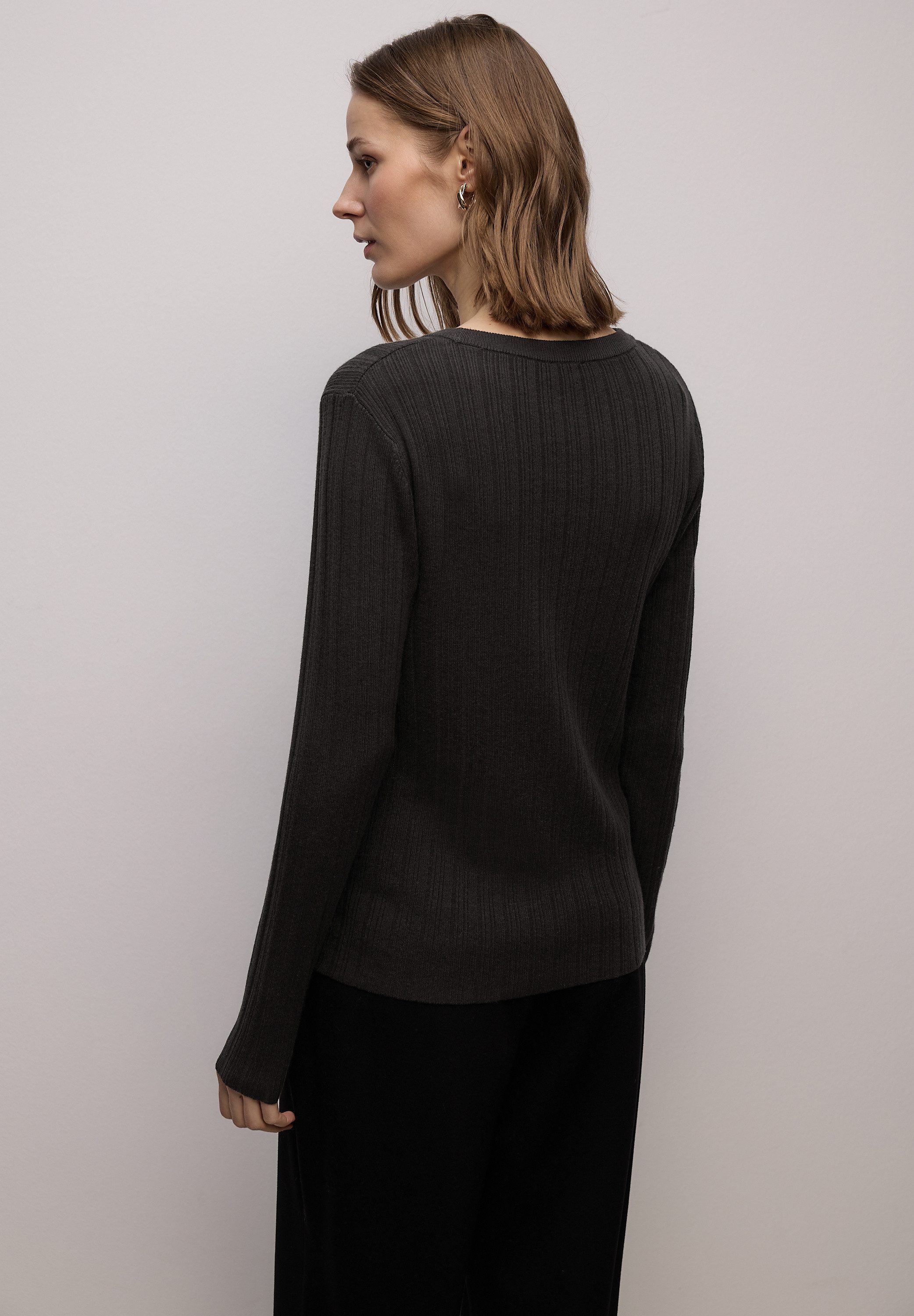 STREET ONE Strickpullover mit Rippstruktur und Viskose