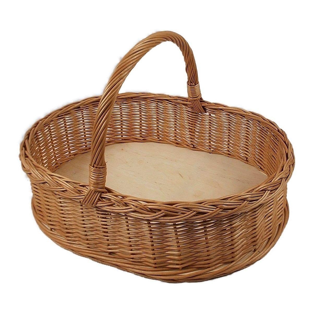 natuleo by pokuc Flaschenkorb Weidentablett mit Henkel Braun Oval ca. 52x40x35 cm