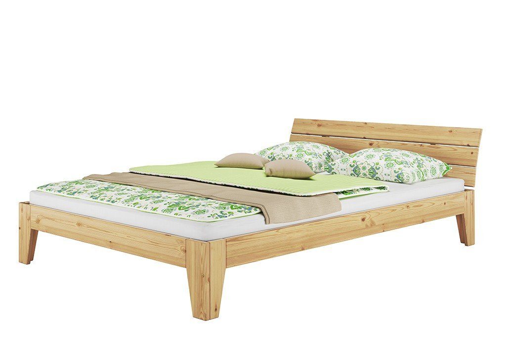 Doppelbett ohne Kiefer ERST-HOLZ Rost, Kieferfarblos 160x200 lackiert Bett natur