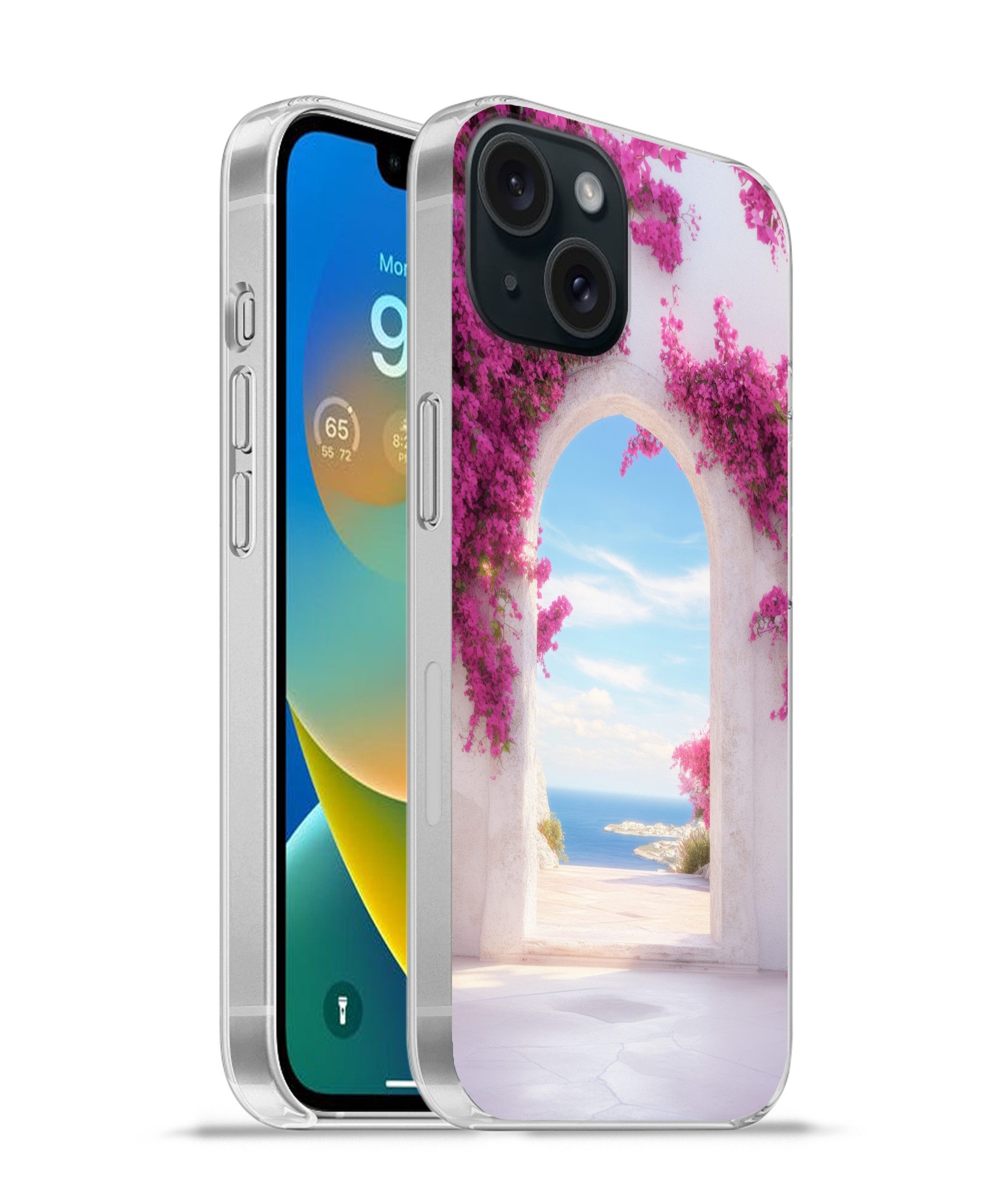 MuchoWow Handyhülle für Apple iPhone 15 Meer - Rosa - Blumen - Tor, Smartphone-Bumper, Print, Handy Schutzhülle Dünn