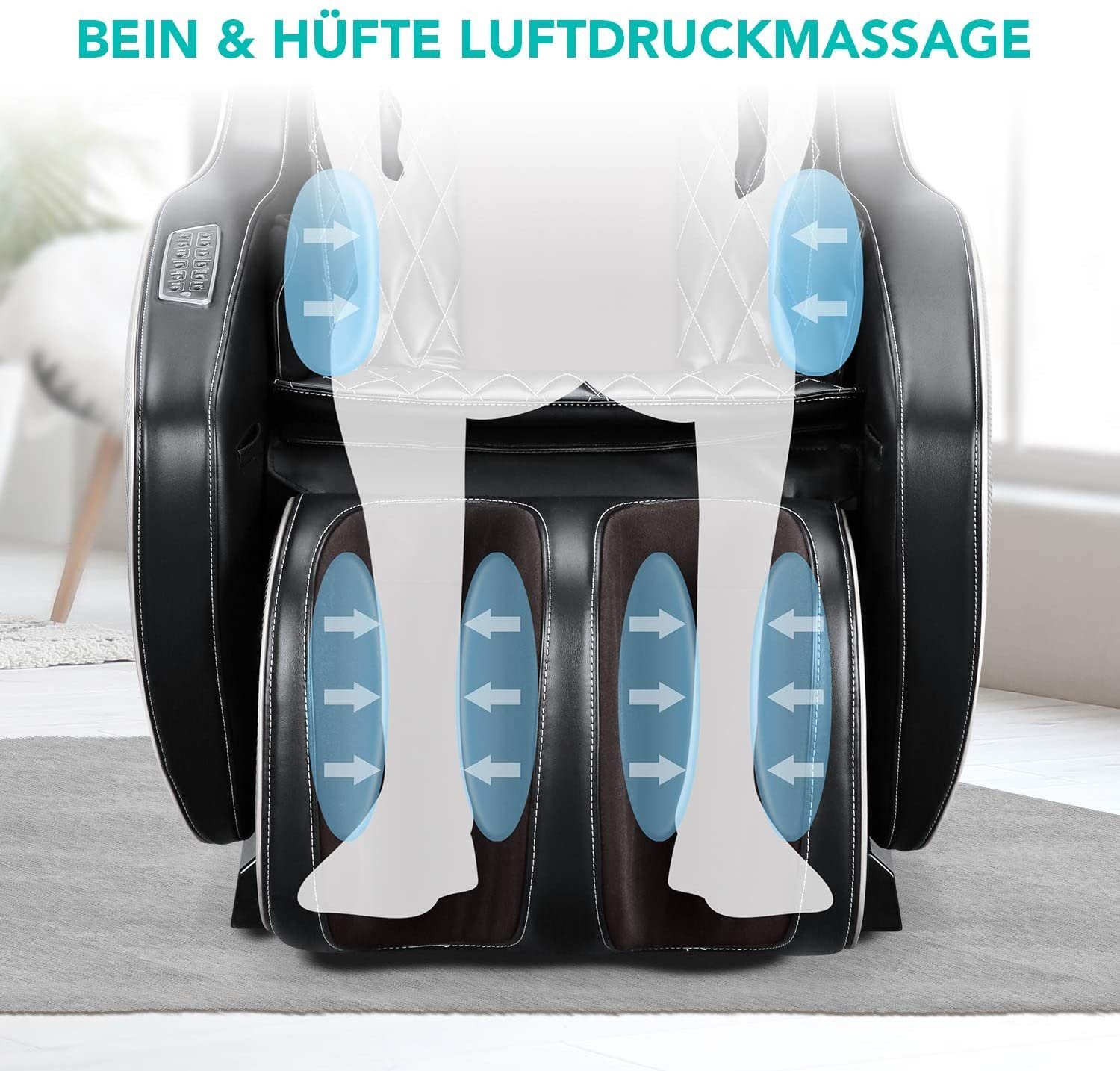 NAIPO Massagesessel, Massagestuhl mit Liegeposition, Bluetooth, Platzsparend