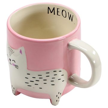 Winkee Tasse Kaffeebecher Tasse Jumbotasse Katze Tiertasse 500ml, Keramik, Spülmaschinenfest