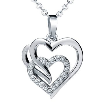 Limana Herzkette Damen Halskette 925 Silber Zirkonia Kette für Frauen mit Herz-Anhänger (inkl. Herz Geschenkdose), Frauen Damen Geschenk Idee Halskette Liebe