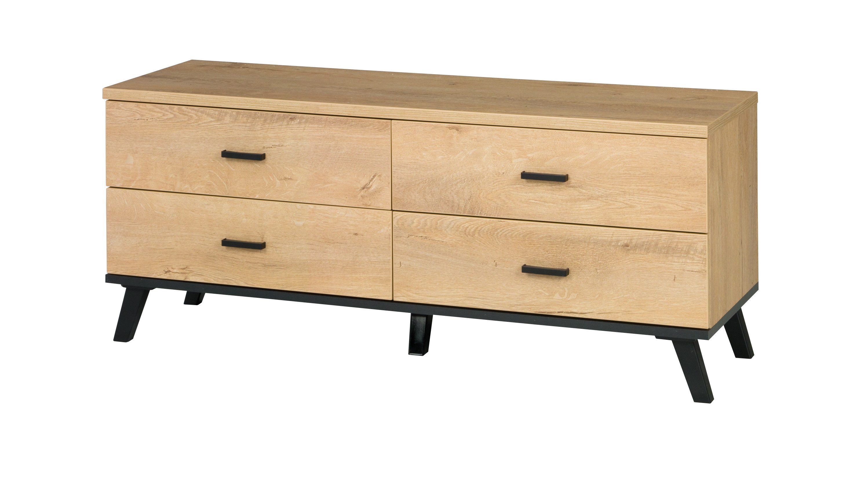 Beautysofa TV-Schrank Moderner, eleganter, stilvoller TV-Schrank Jenny 06/07 (Farbe: eiche lefkas + schwarz) B:181/121/H:50/T:40cm