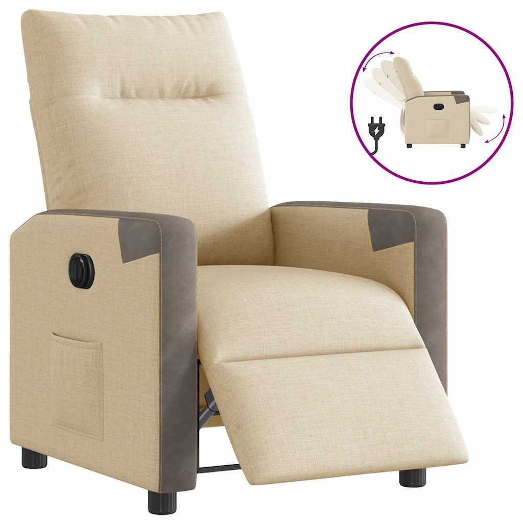 vidaXL Sessel Relaxsessel Elektrisch Creme Stoff