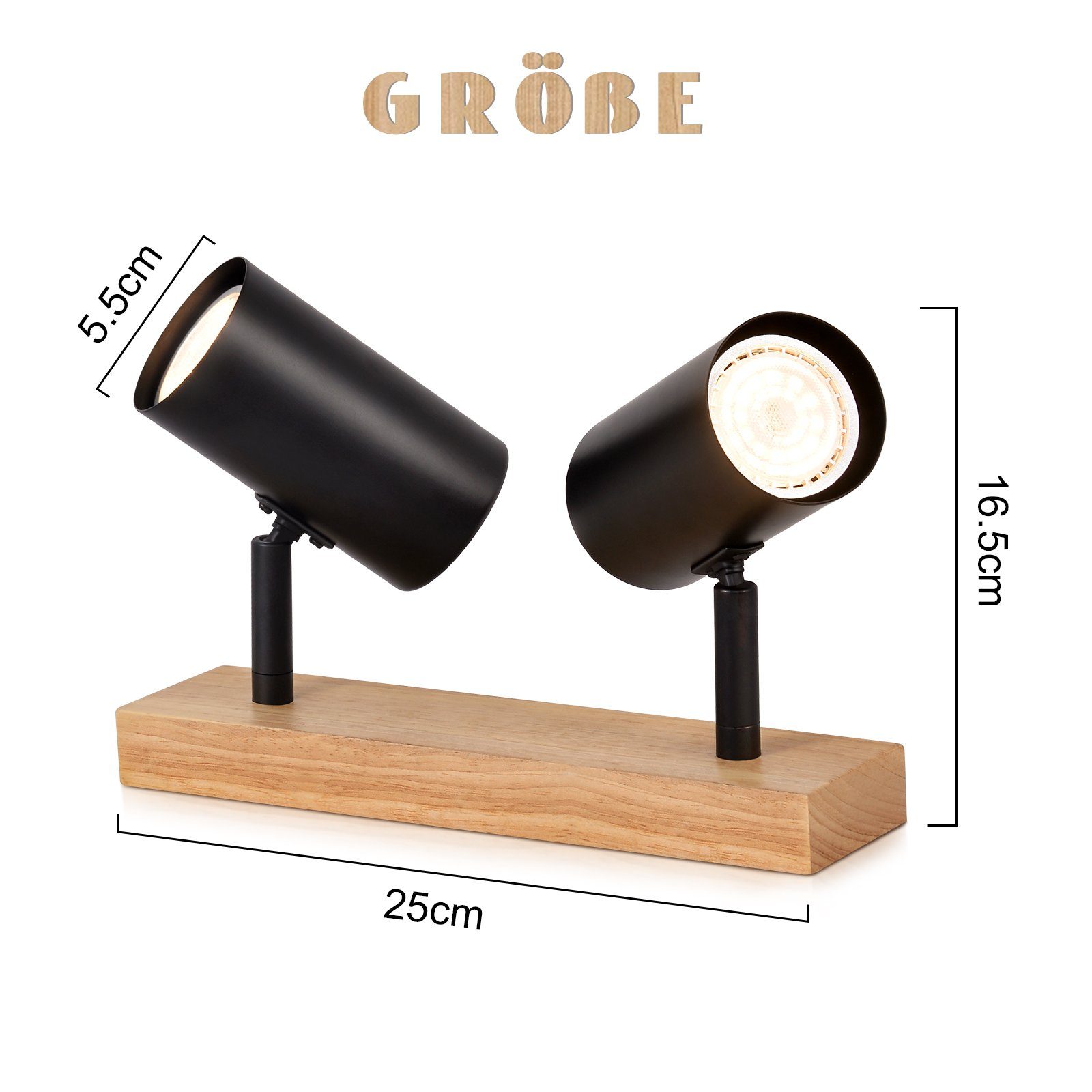 ZMH Deckenleuchte Deckenstrahler 2 Flammig Holz Deckenleuchte GU10 Schwenkb günstig online kaufen