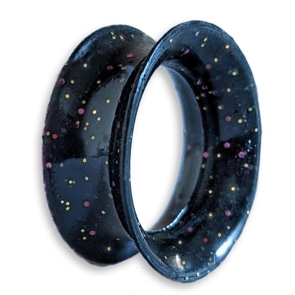 viva-adorno Plug 1 Stück Tube Flesh Tunnel Silikon Ohr Piercing flexibel, Glitter Glitzer Opal schimmernd Farbspritzer Größe 8 bis 16mm