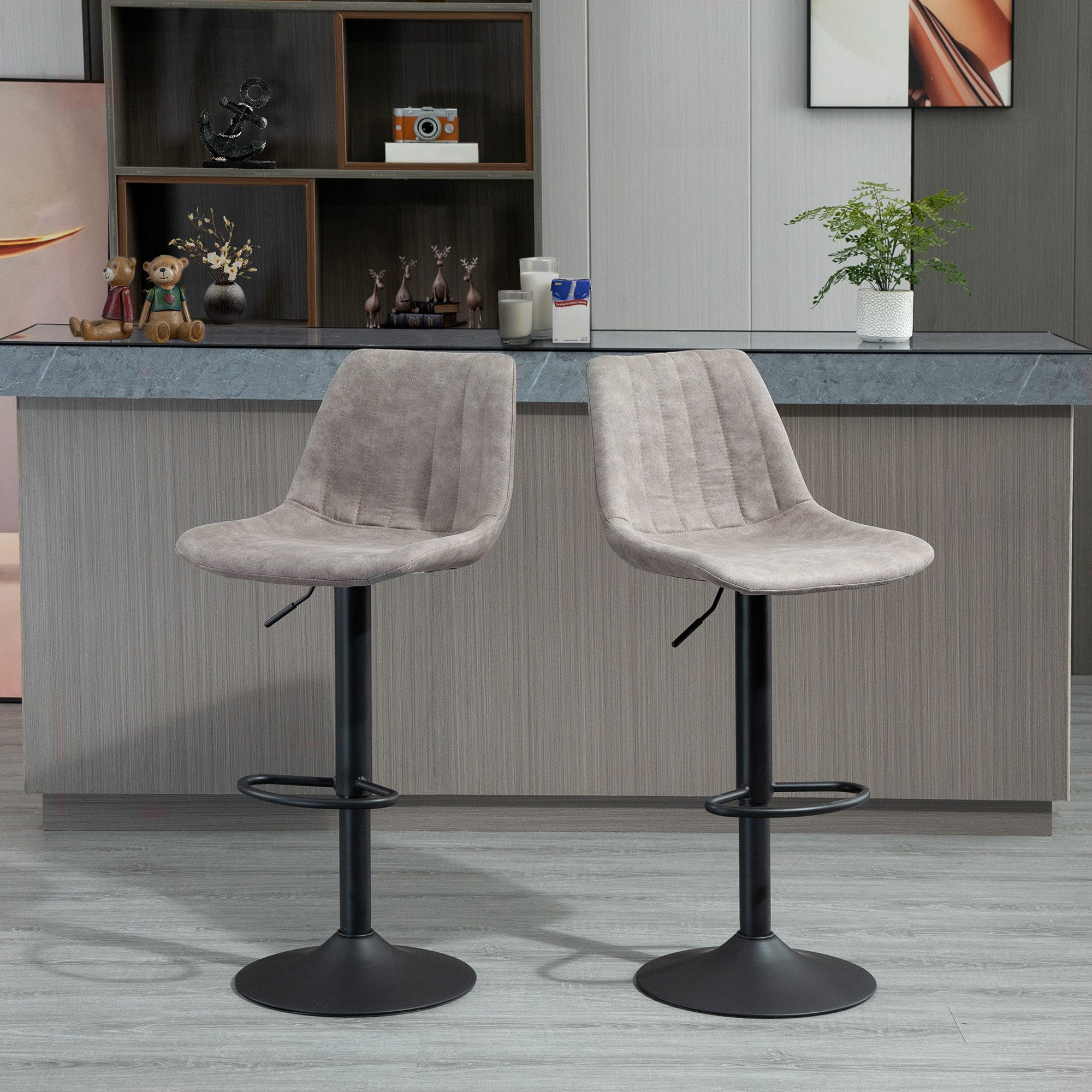 HOMCOM Barhocker Höhenverstellbar Küchenstühle mit Fußstütze, günstig online kaufen