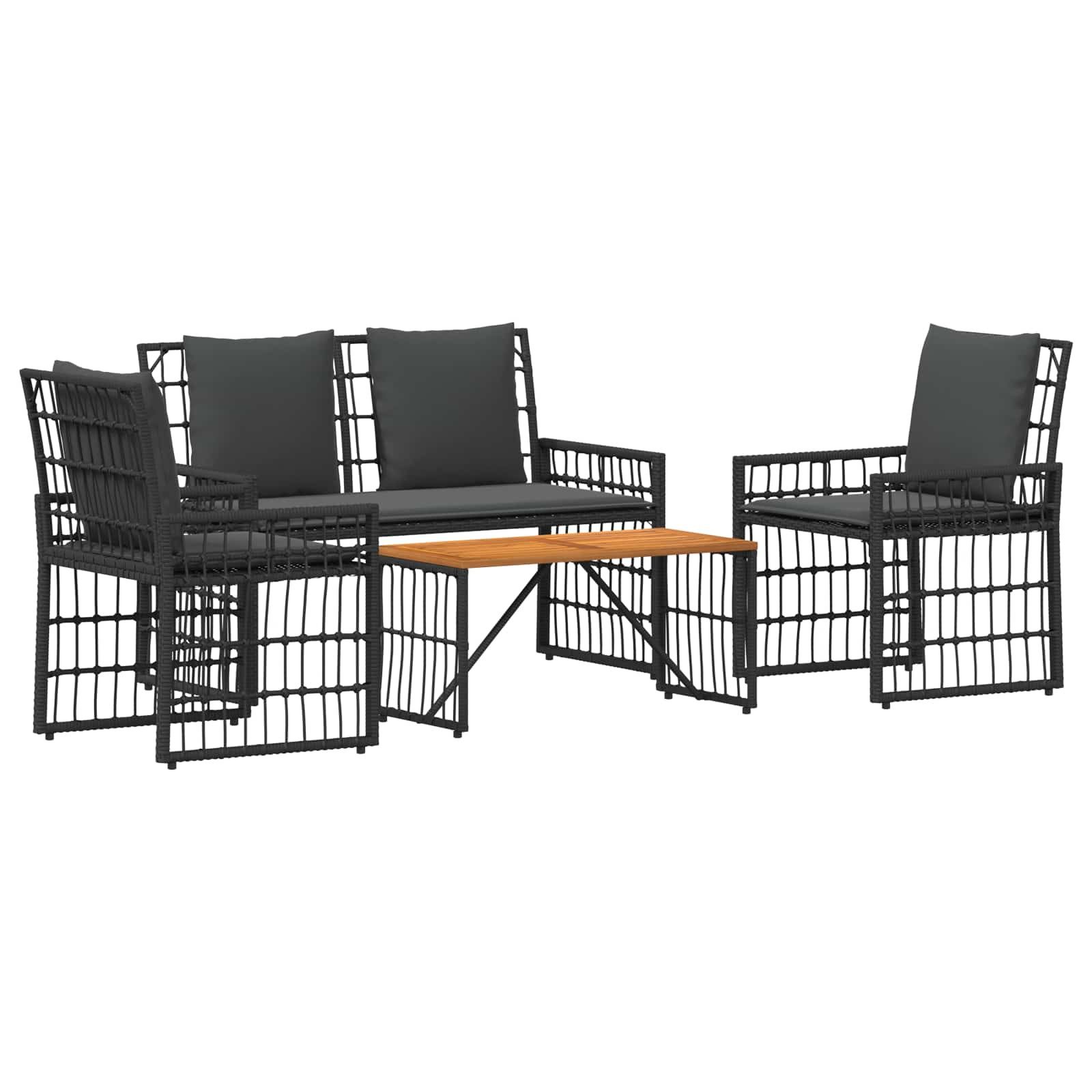 vidaXL Gartenlounge-Set Gartenmöbel Set 4 pcs Schwarz und Dunkelgrau, (4-tlg)