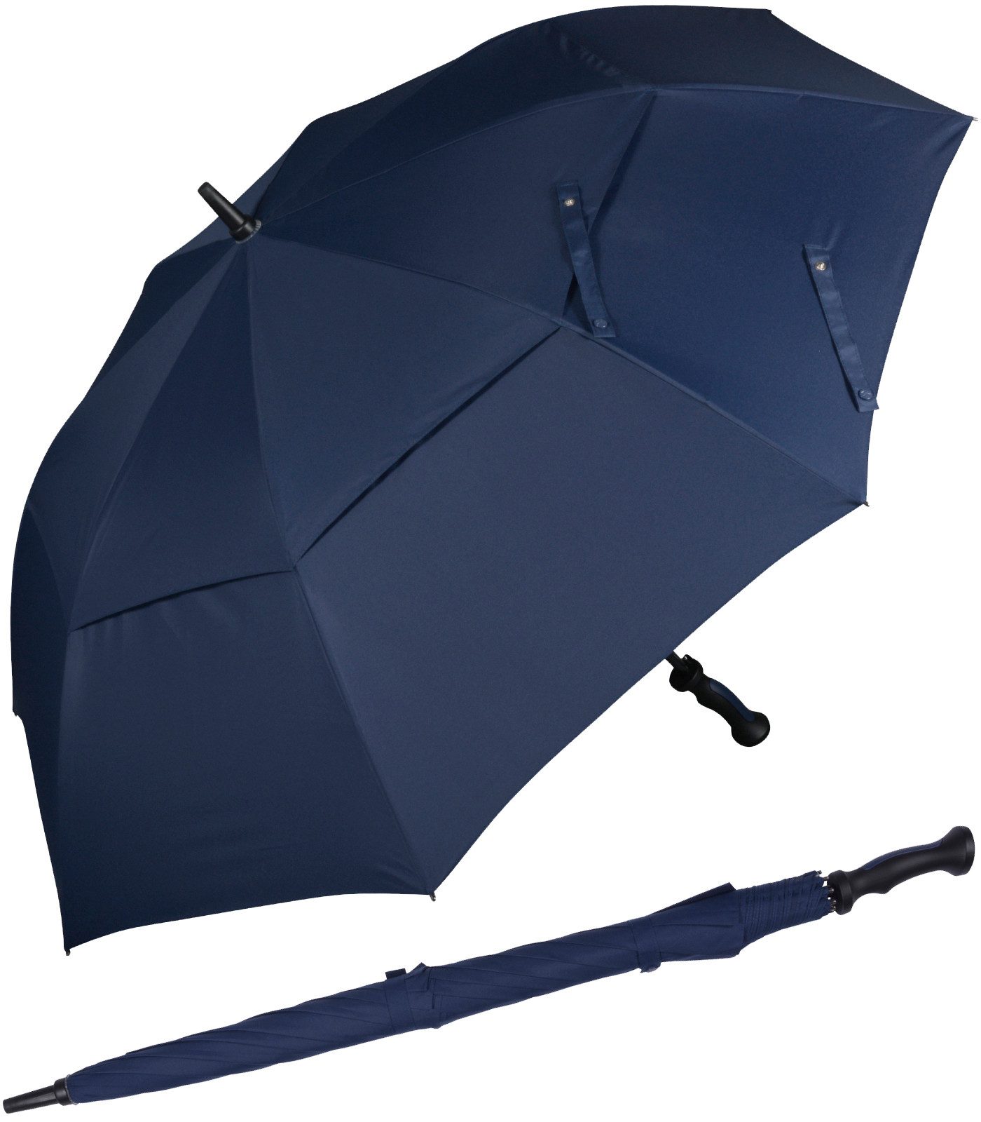 Stockregenschirm XXL 130 cm Durchmesser mit Ventilationsbezug uni