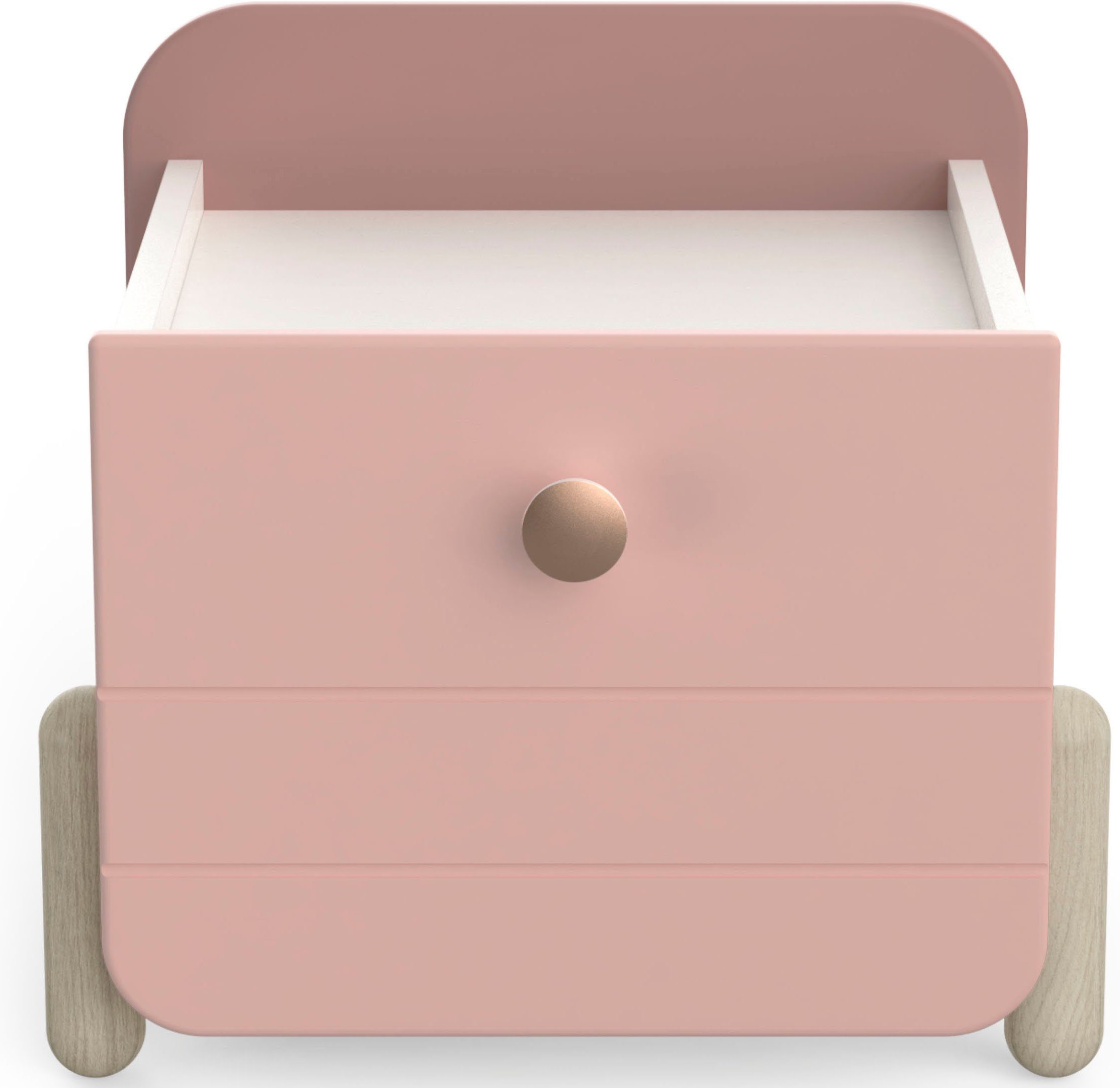Demeyere GROUP Nachtkommode Jade, Schublade mit Rollenauszügen, Runde Knopfgriffe mit Roségold-Finish