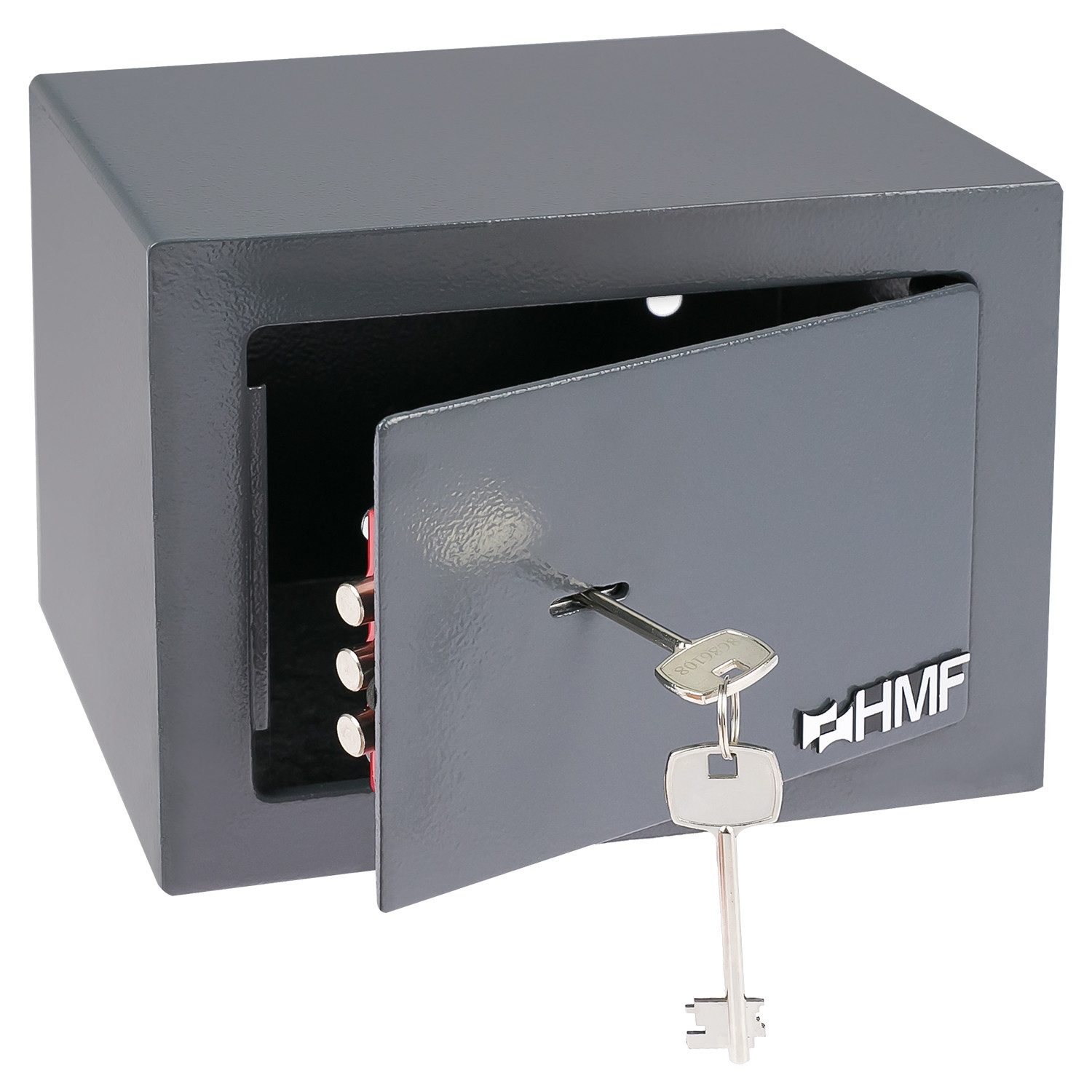 HMF Möbeltresor Safe Tresor klein mit Schlüssel, Schließfach mit Doppelbartschloss, 23 x 17 x 17 cm, anthrazit